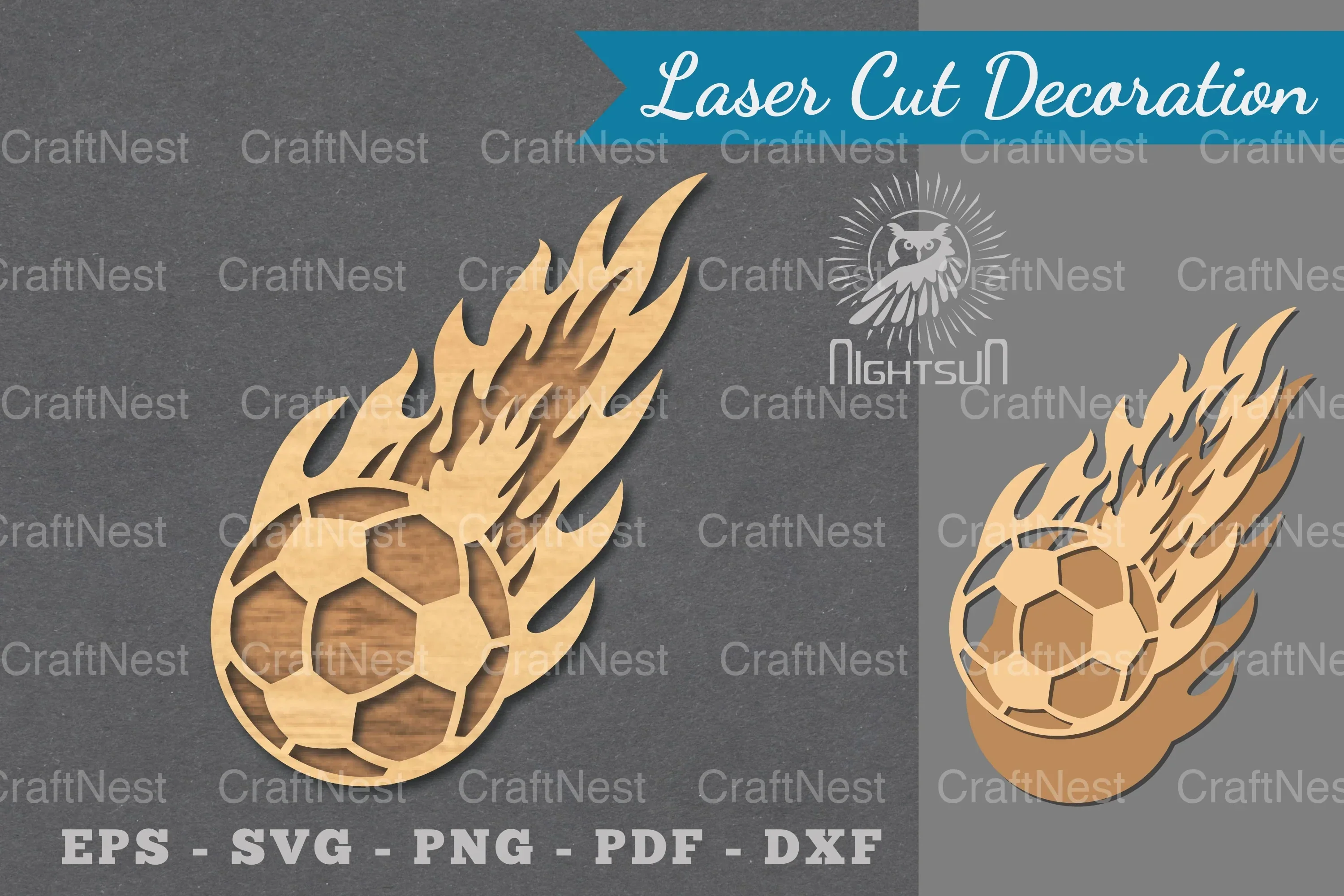Fire Football Laser Cut Decoration Clipart Bundle