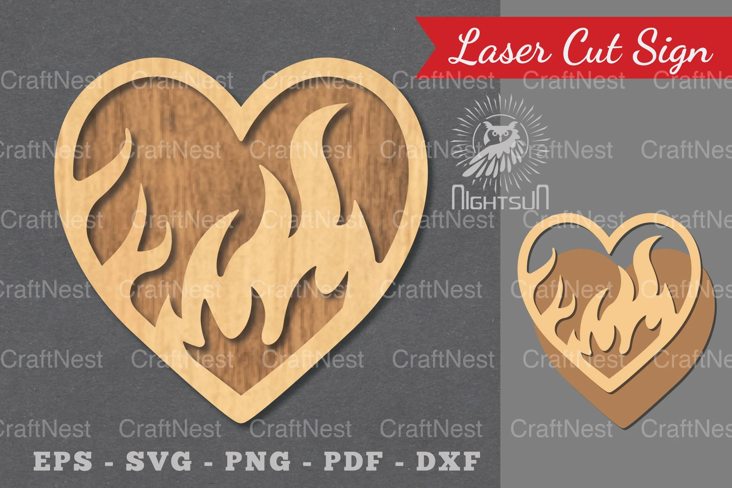 Fire Heart Laser Cut Decoration Clipart Bundle