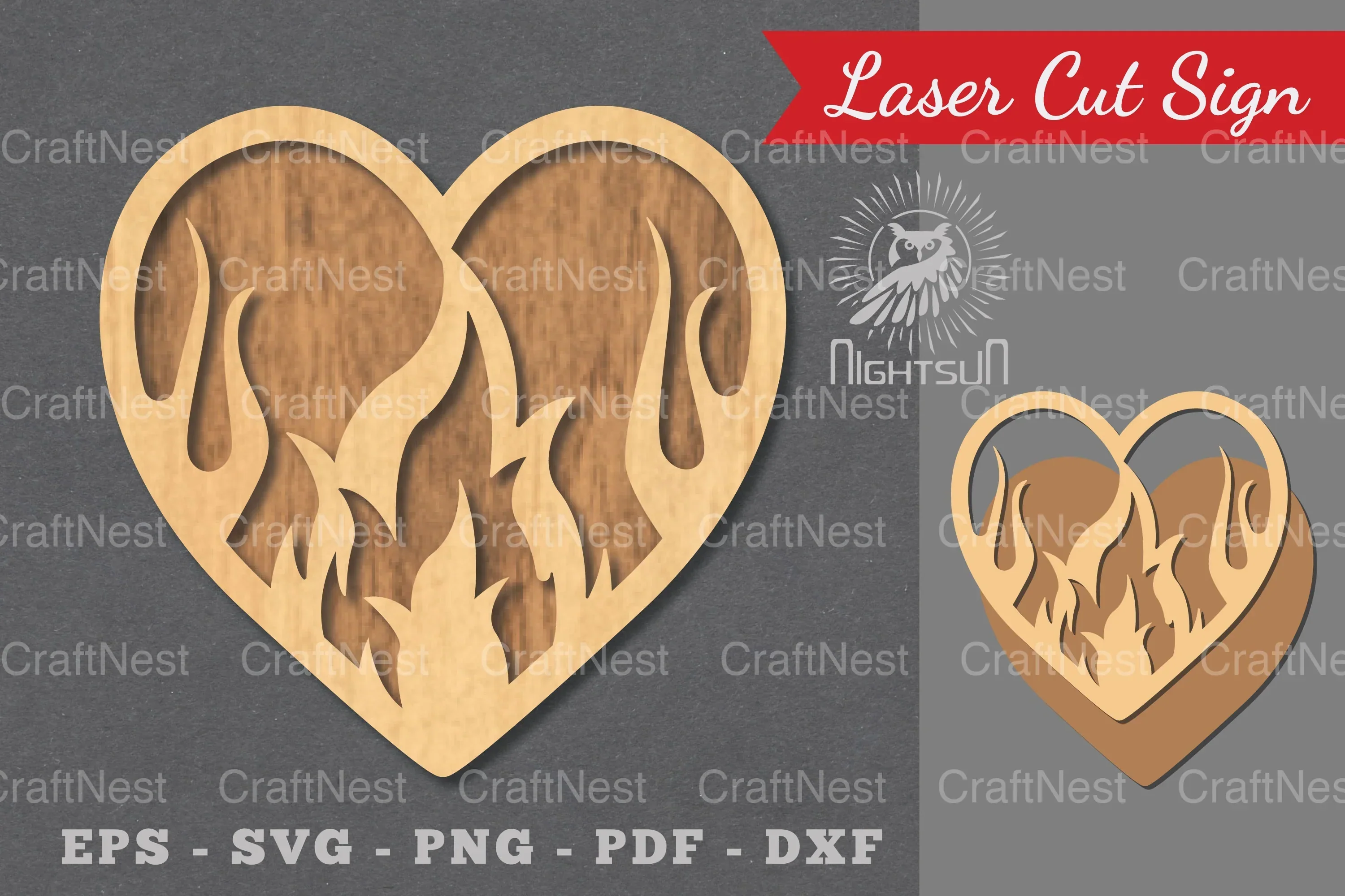 Fire Heart Laser Cut Decoration Clipart Bundle