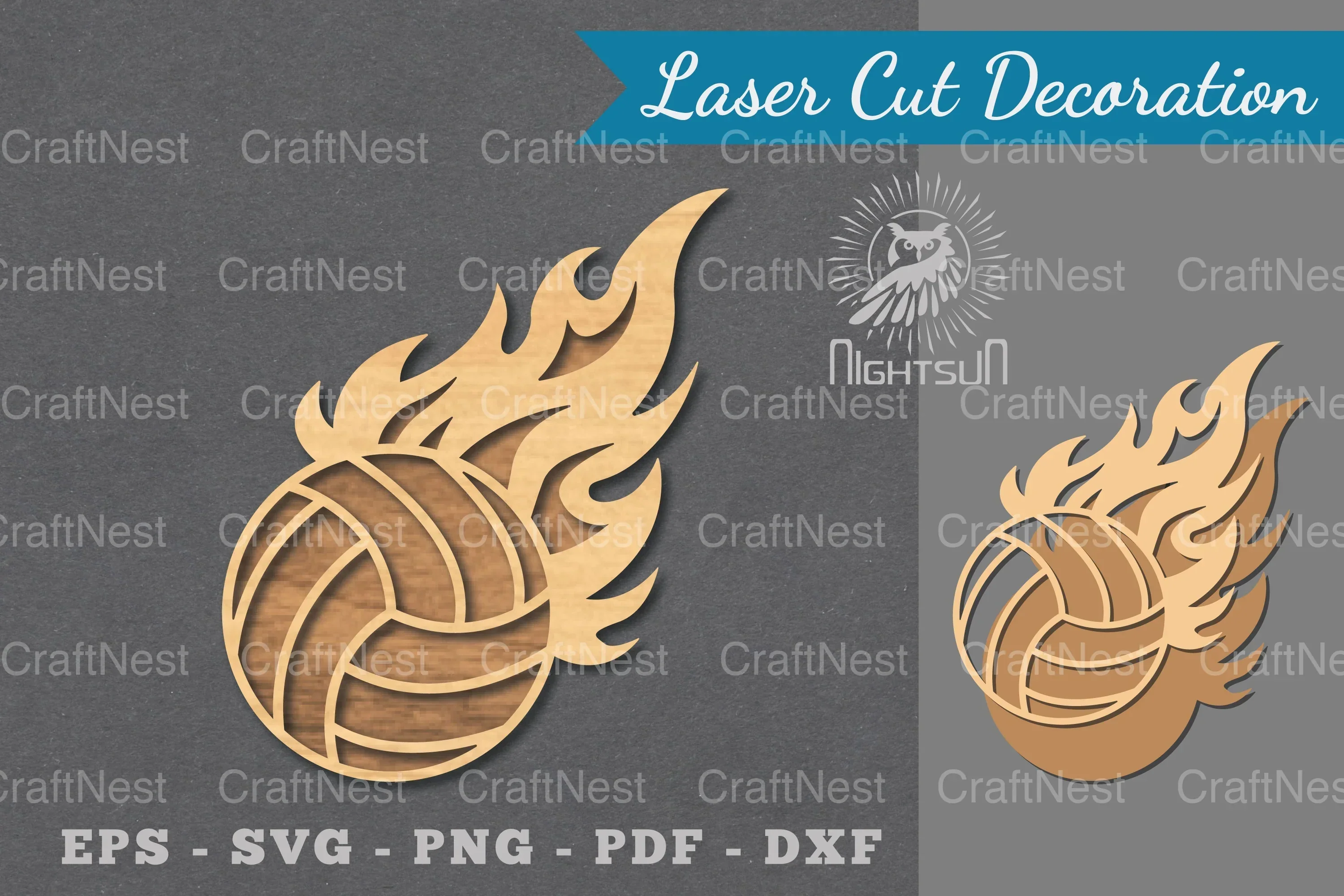 Fire Volleyball Laser Cut Decoration Clipart Bundle