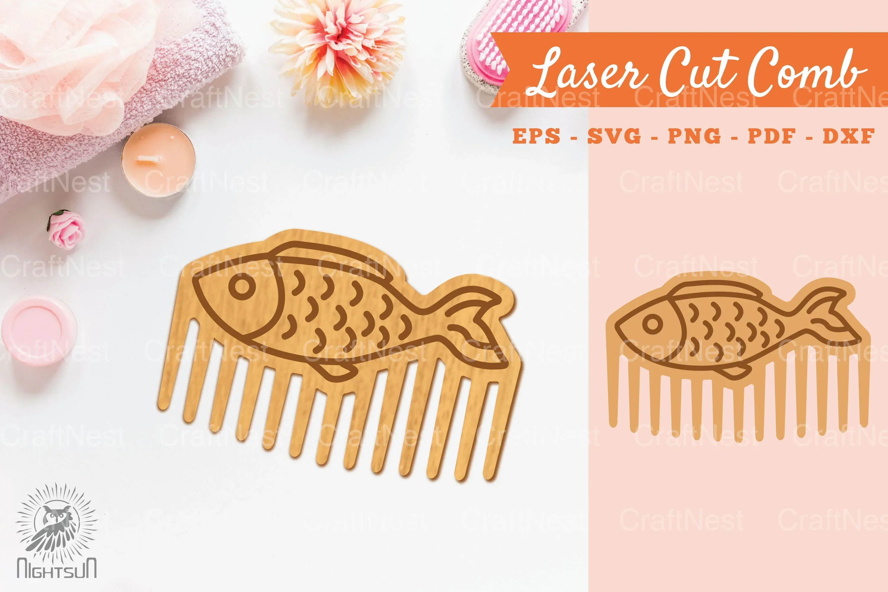 Fish Laser Cut Comb Clipart Bundle