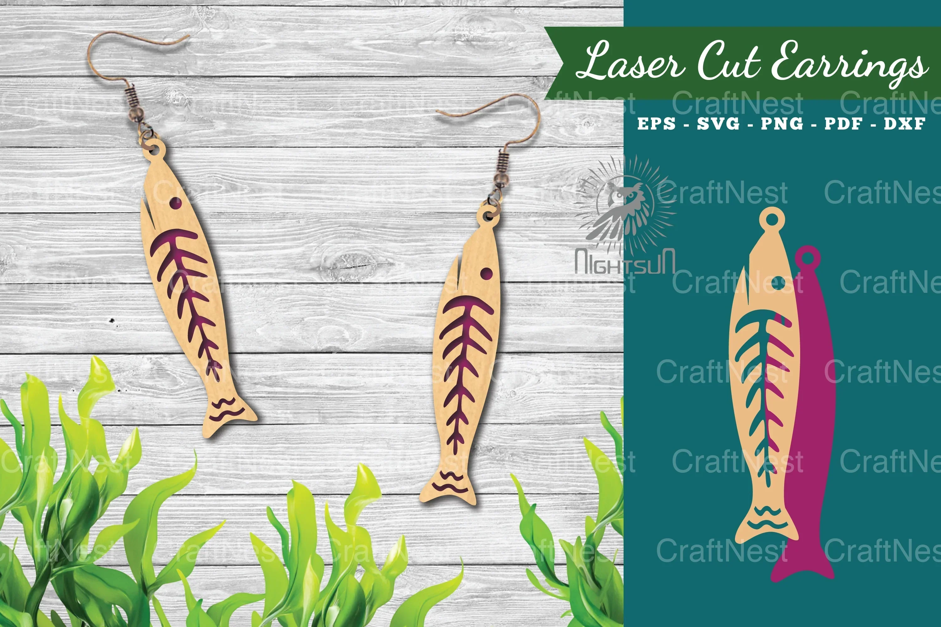 Fish Laser Cut Earrings Design Bundle