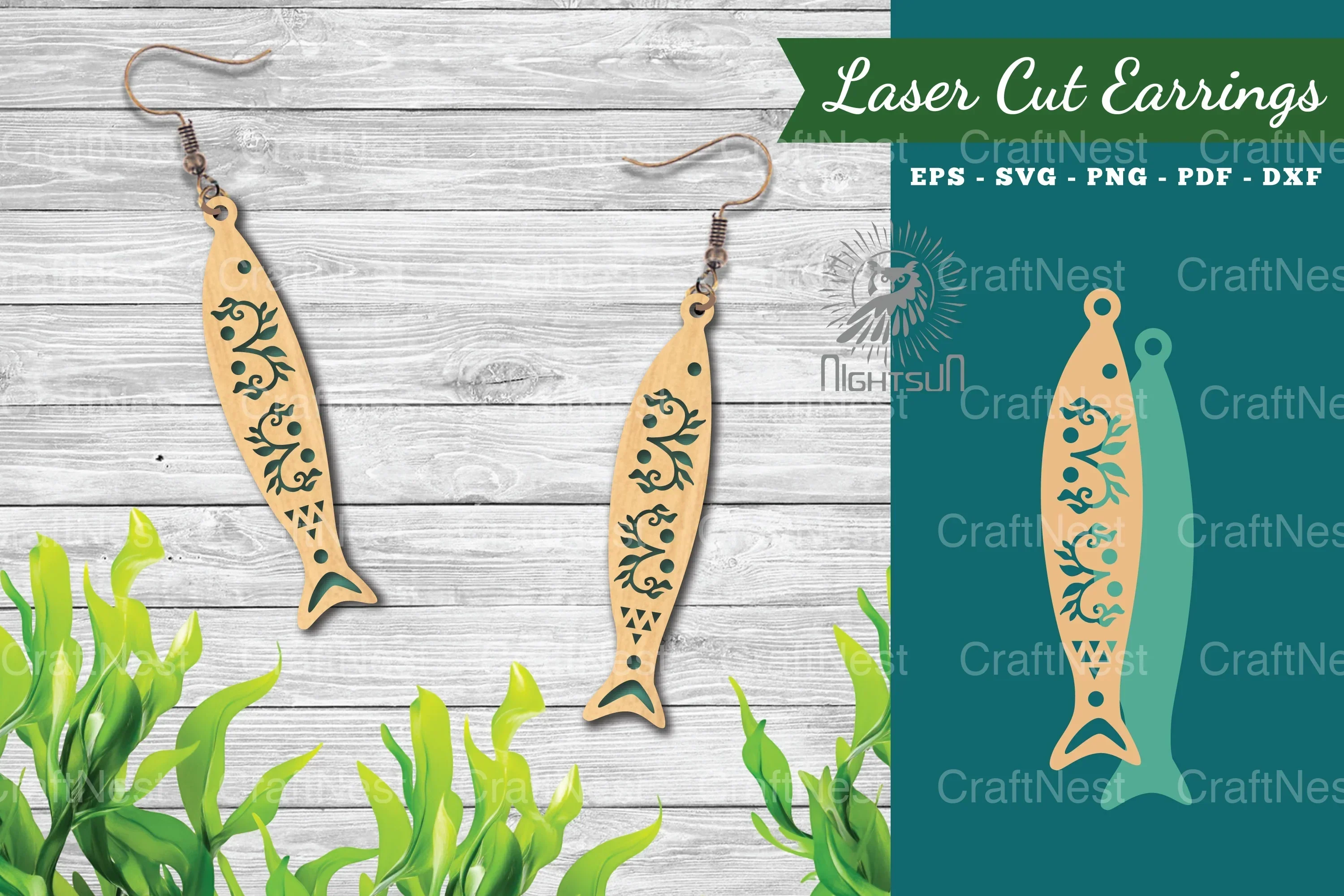 Fish Laser Cut Earrings Design Bundle