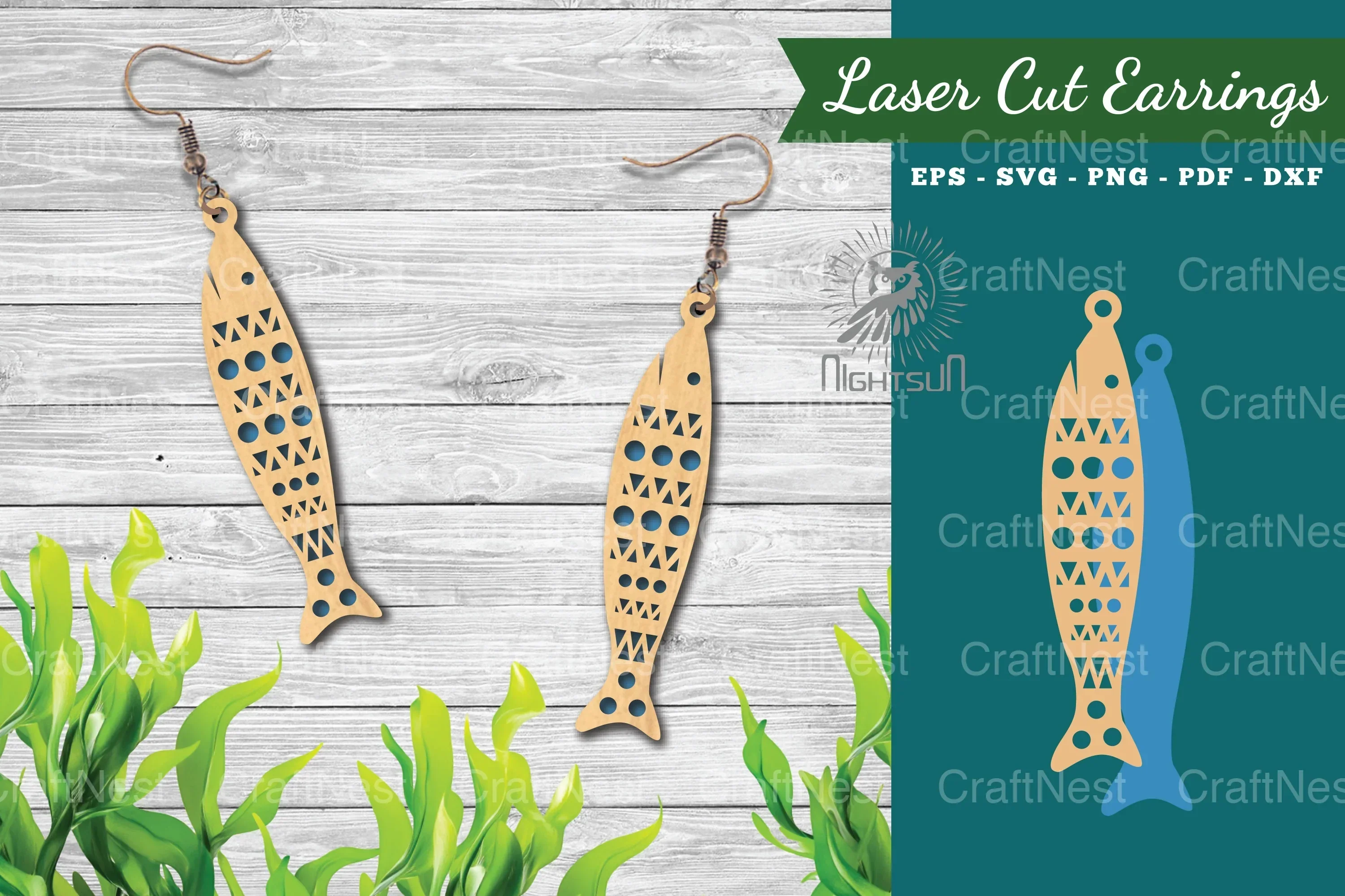 Fish Laser Cut Earrings Design Bundle