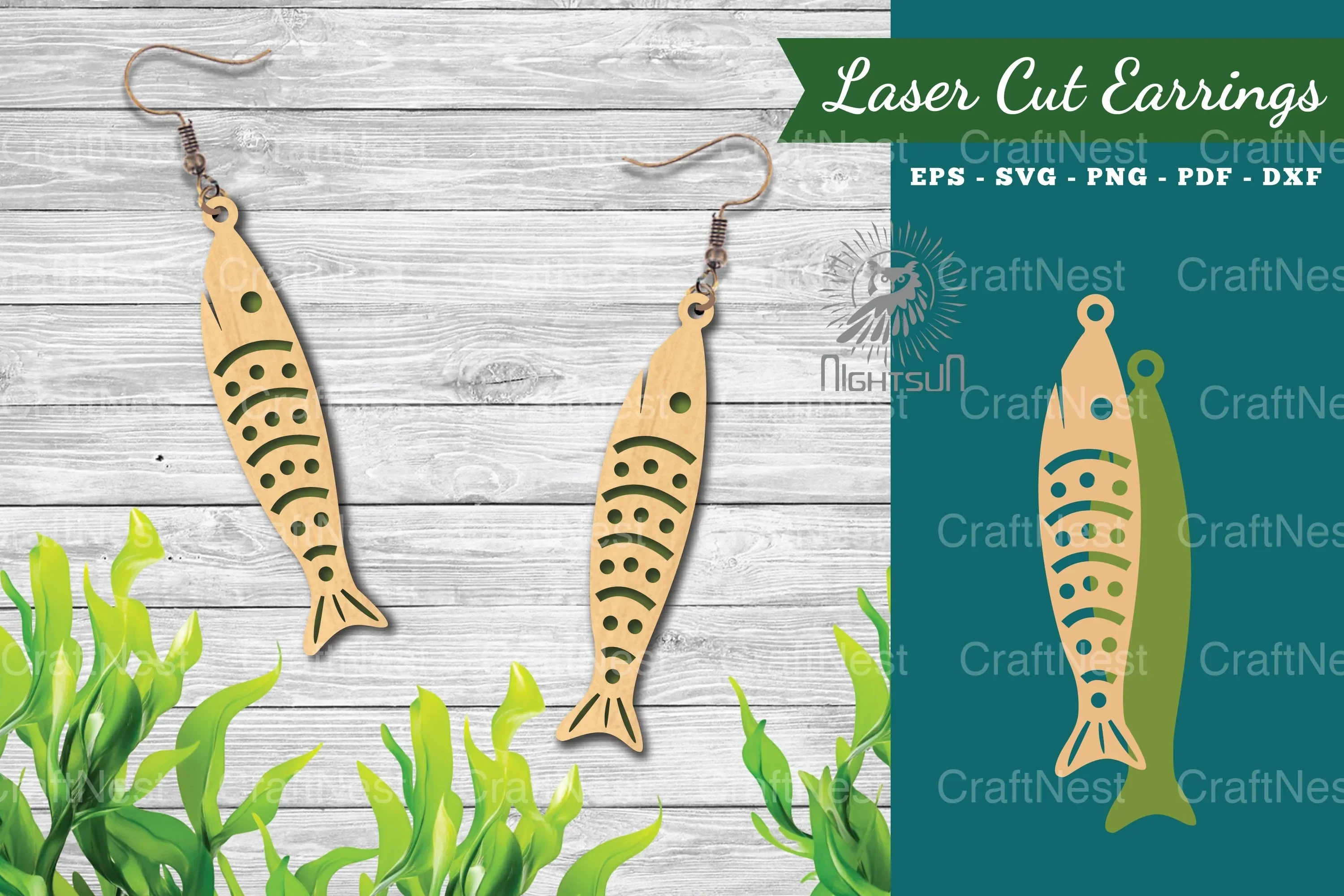 Fish Laser Cut Earrings Design Bundle
