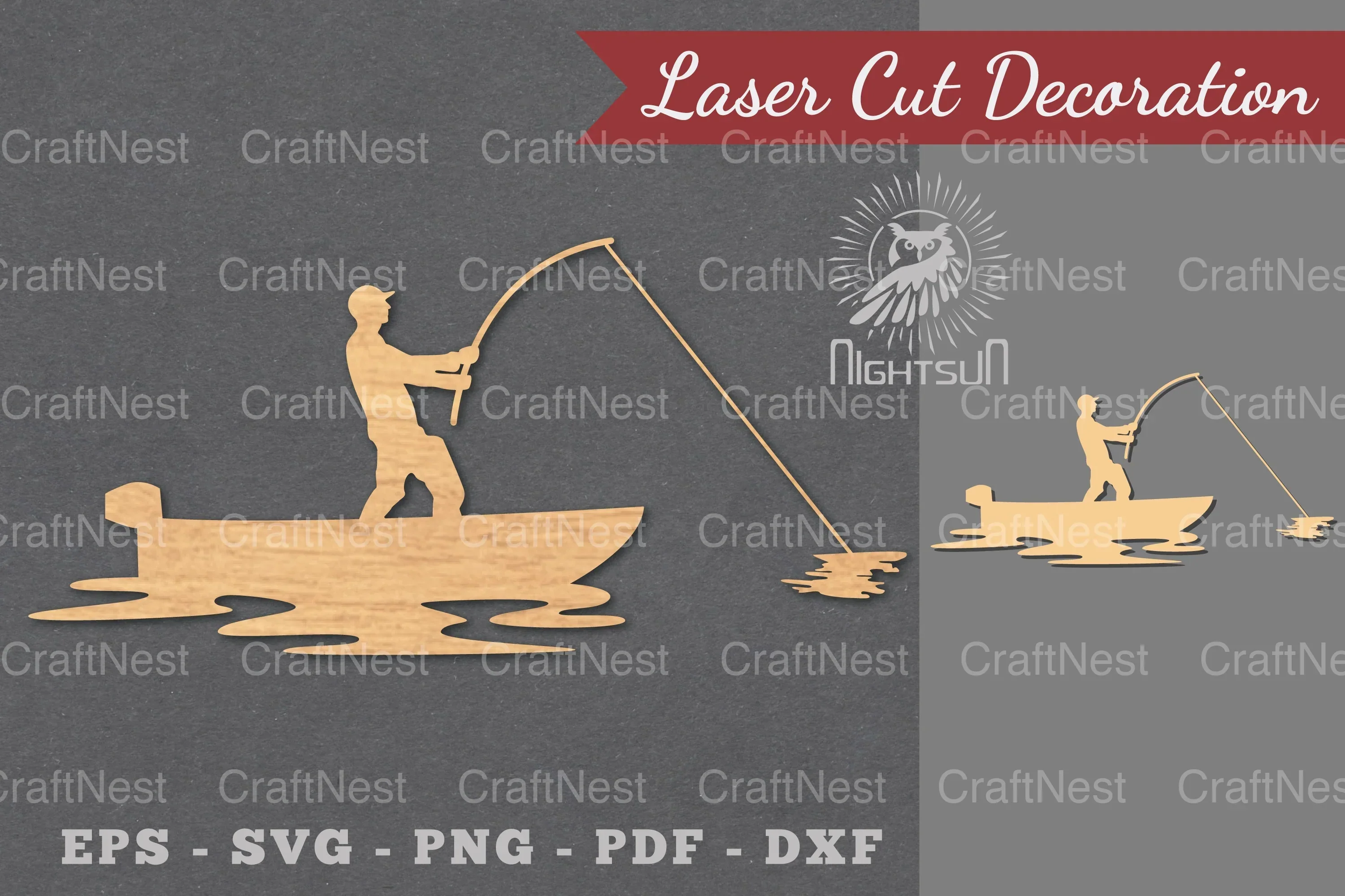 Fishing Laser Cut Decoration Clipart Bundle
