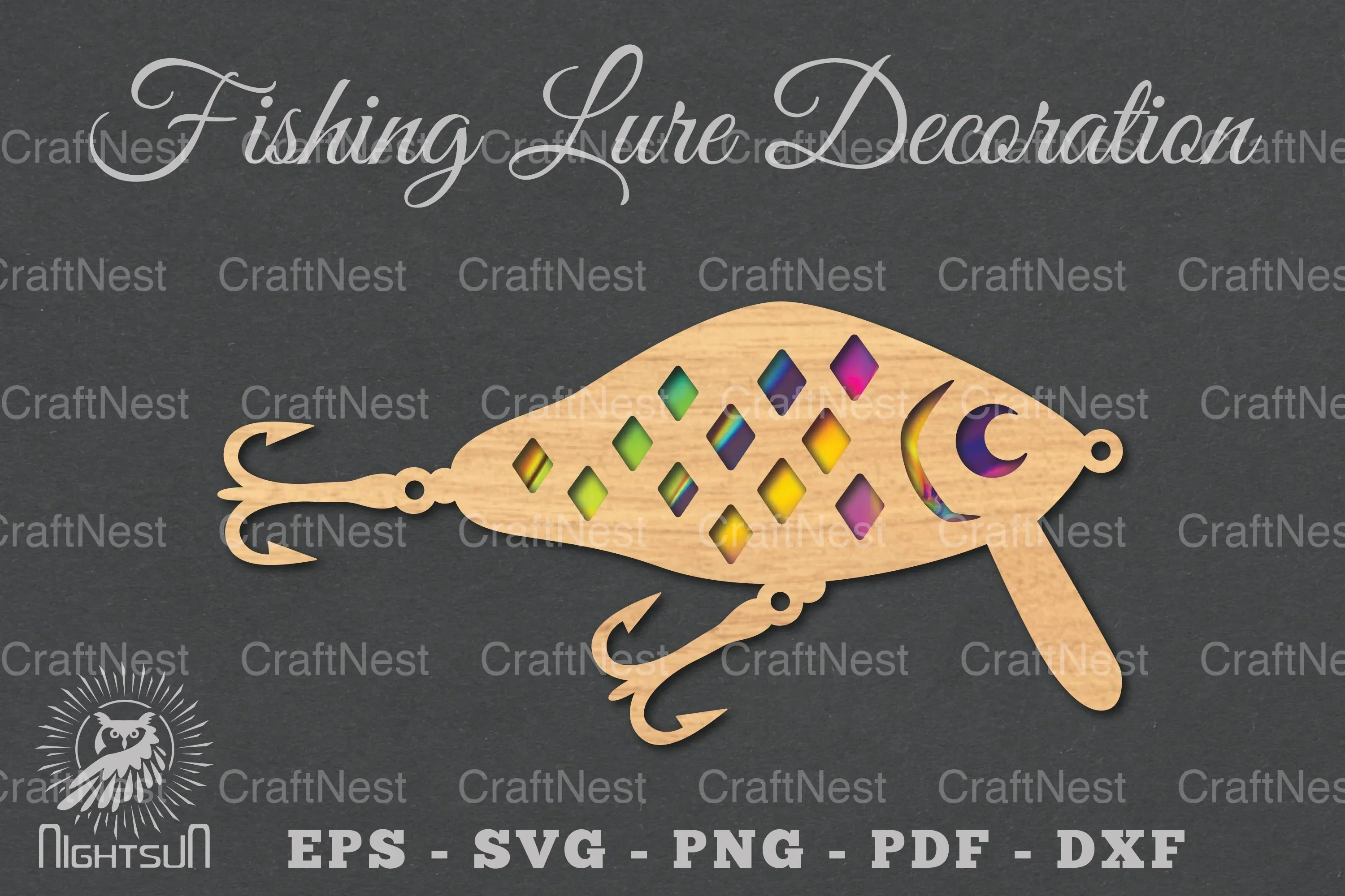 Fishing Lure Laser Cut Decoration Clipart Bundle