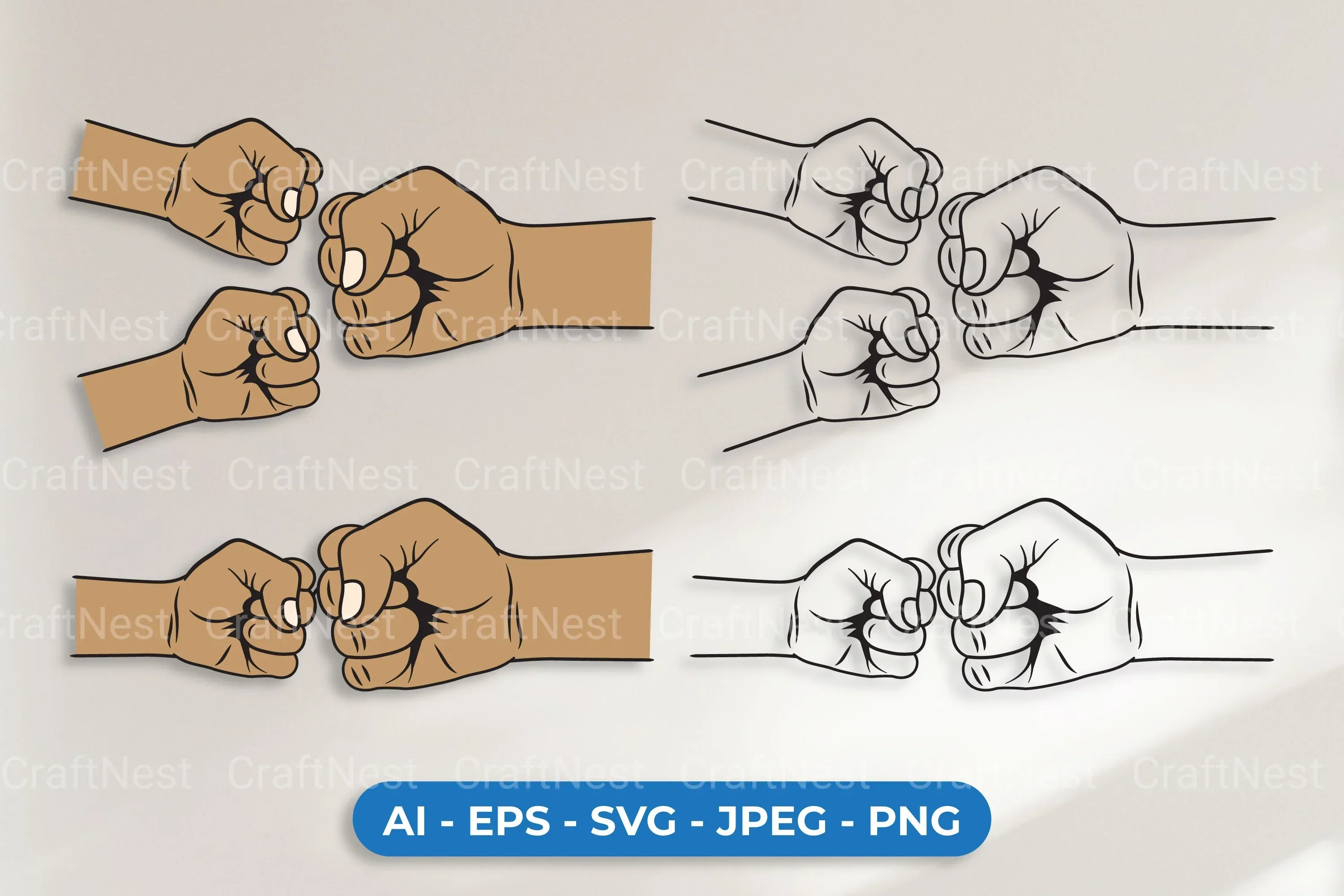 Fist Bump Fathers and Kids SVG Bundle
