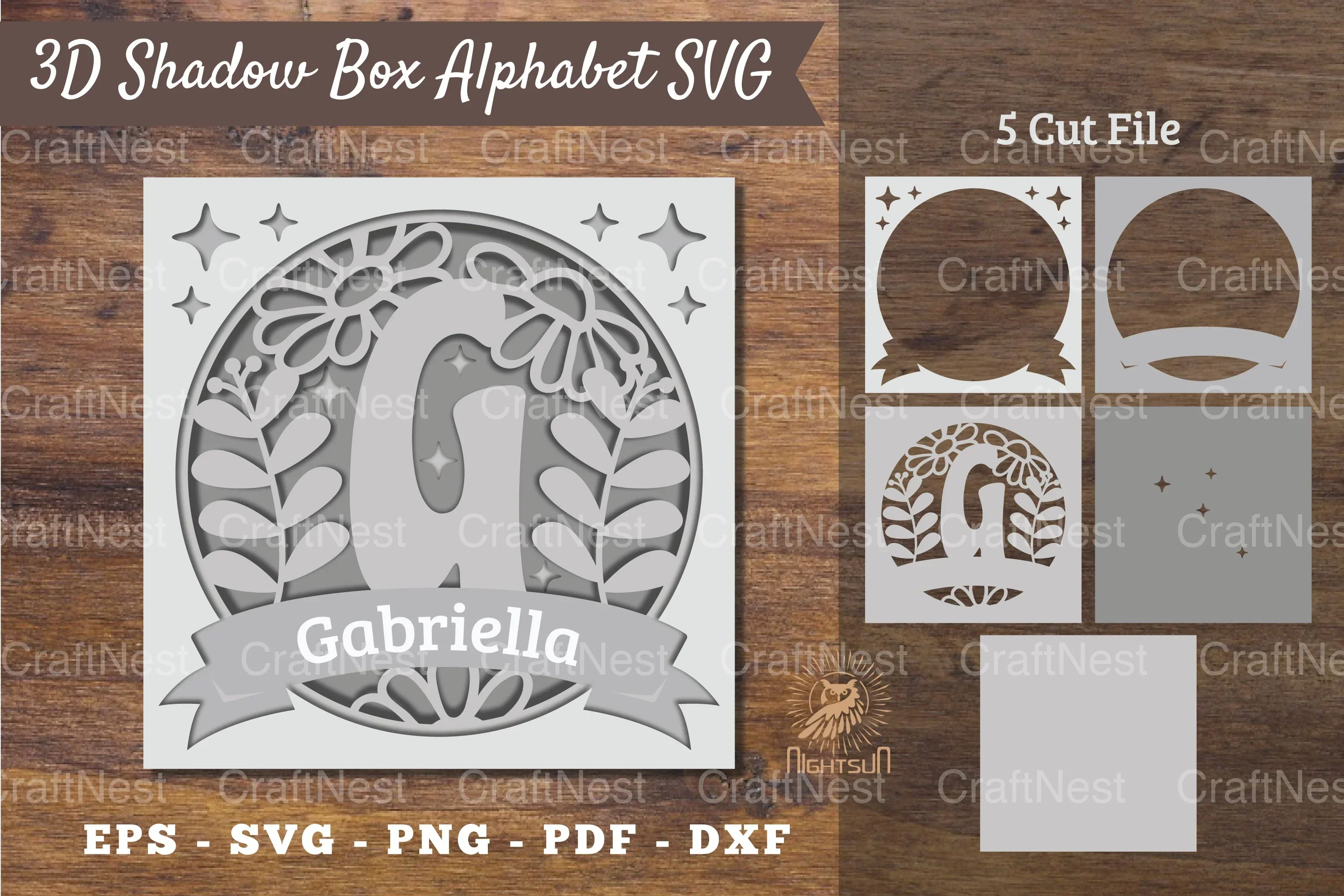 Floral Alphabet Shadow Box - Letter G Clipart Bundle