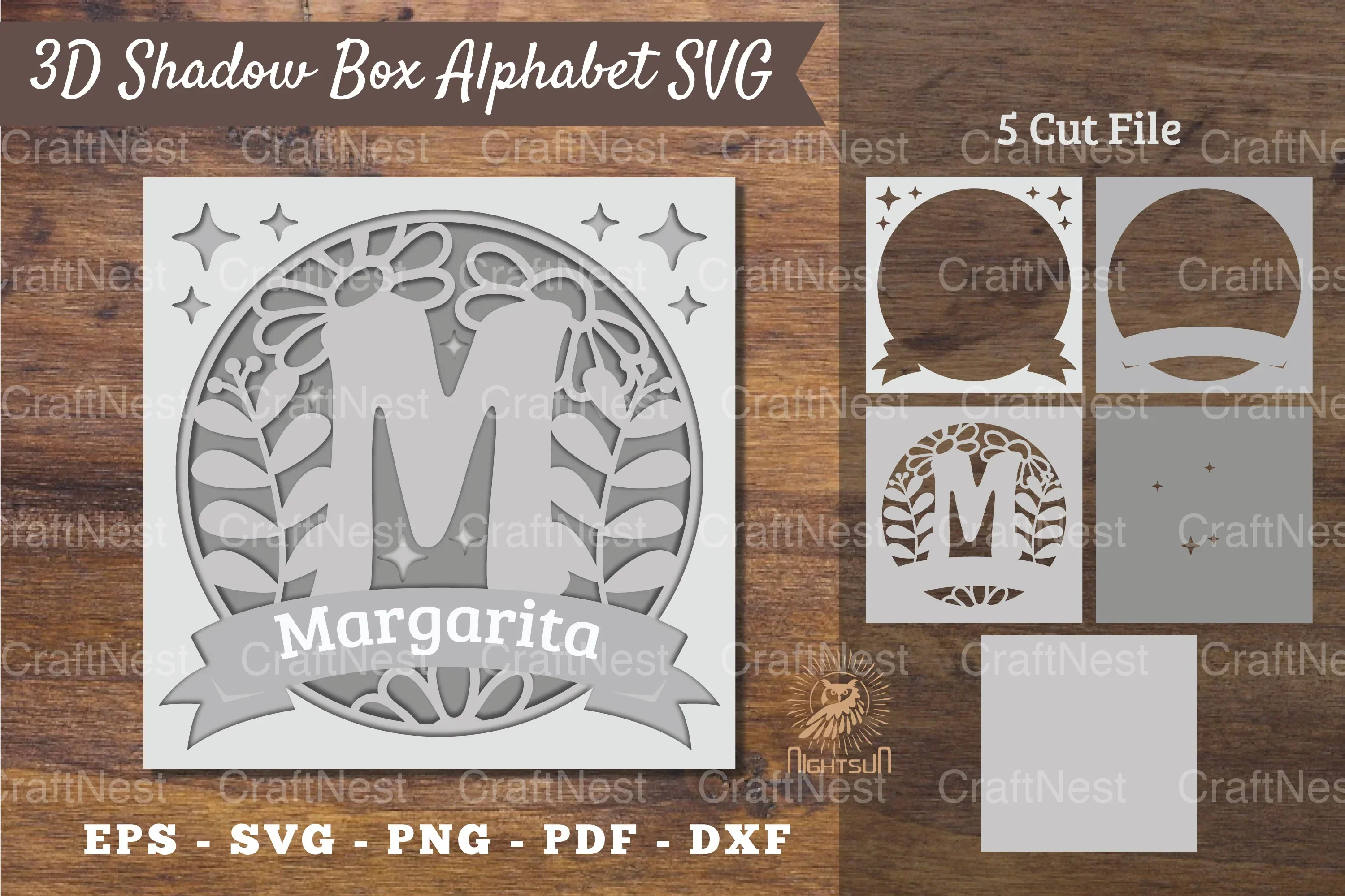 Floral Alphabet Shadow Box - Letter M Clipart Bundle