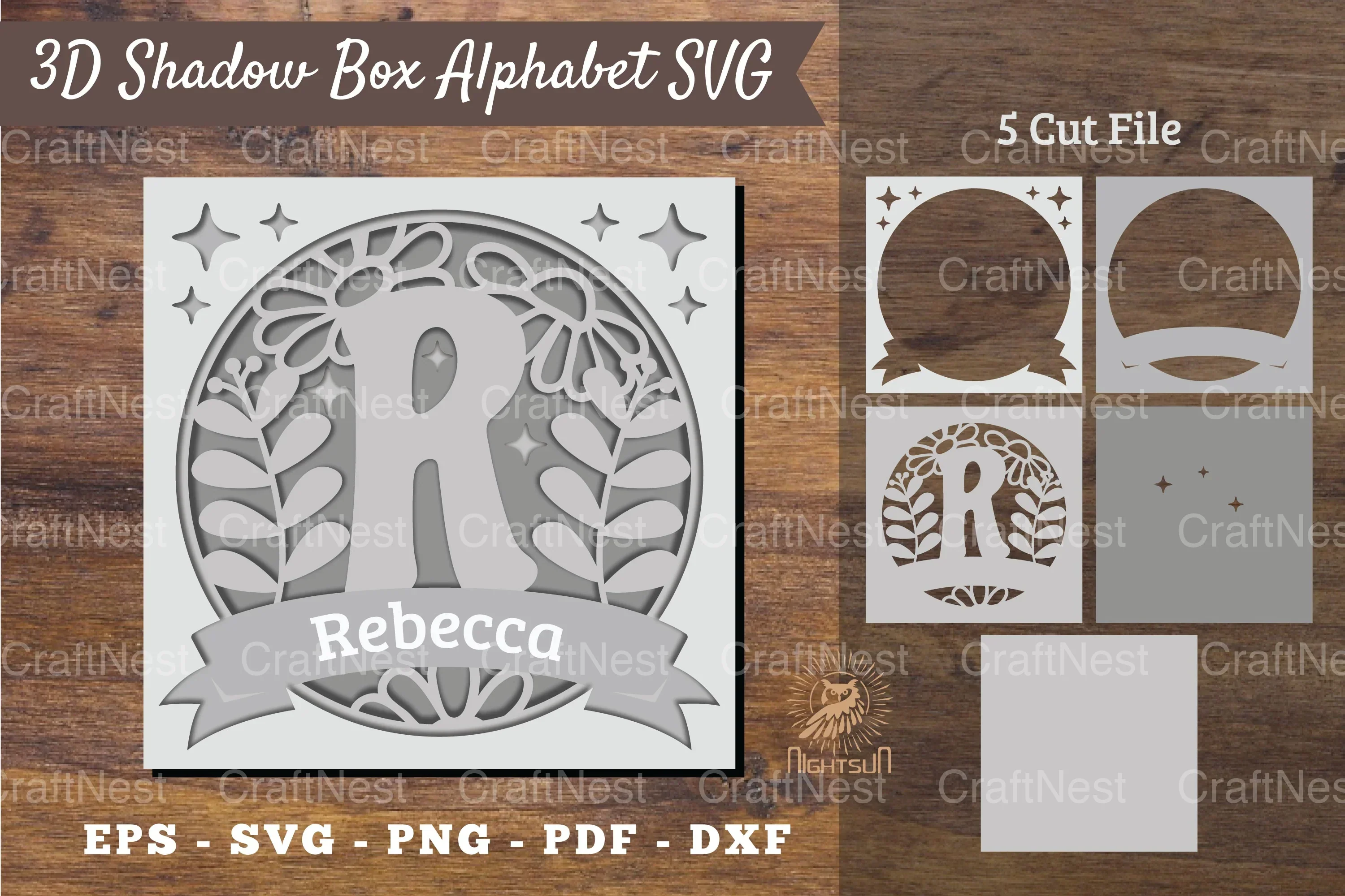 Floral Alphabet Shadow Box - Letter R Clipart Bundle