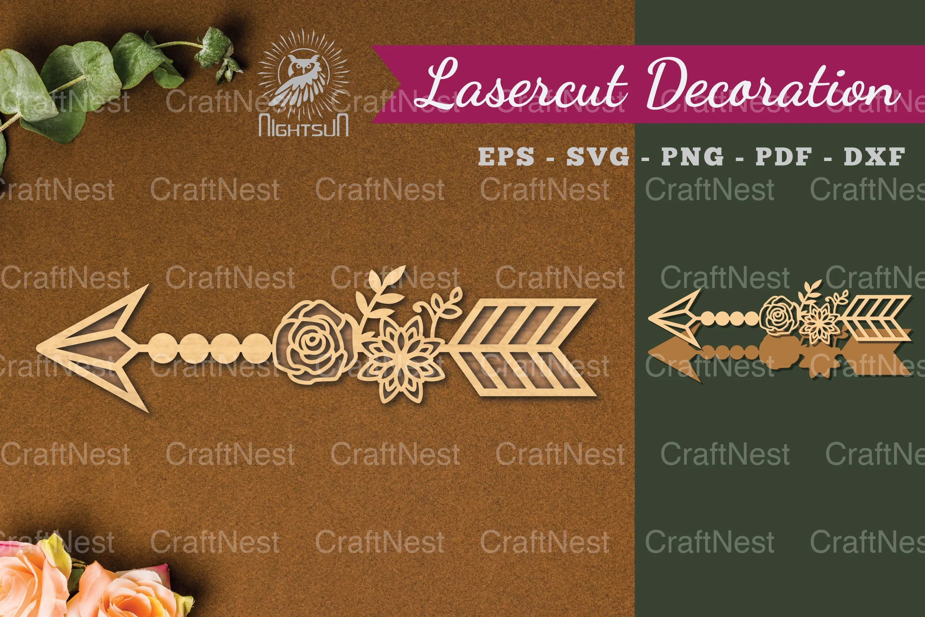 Floral Arrow Laser Cut Decoration Clipart Bundle