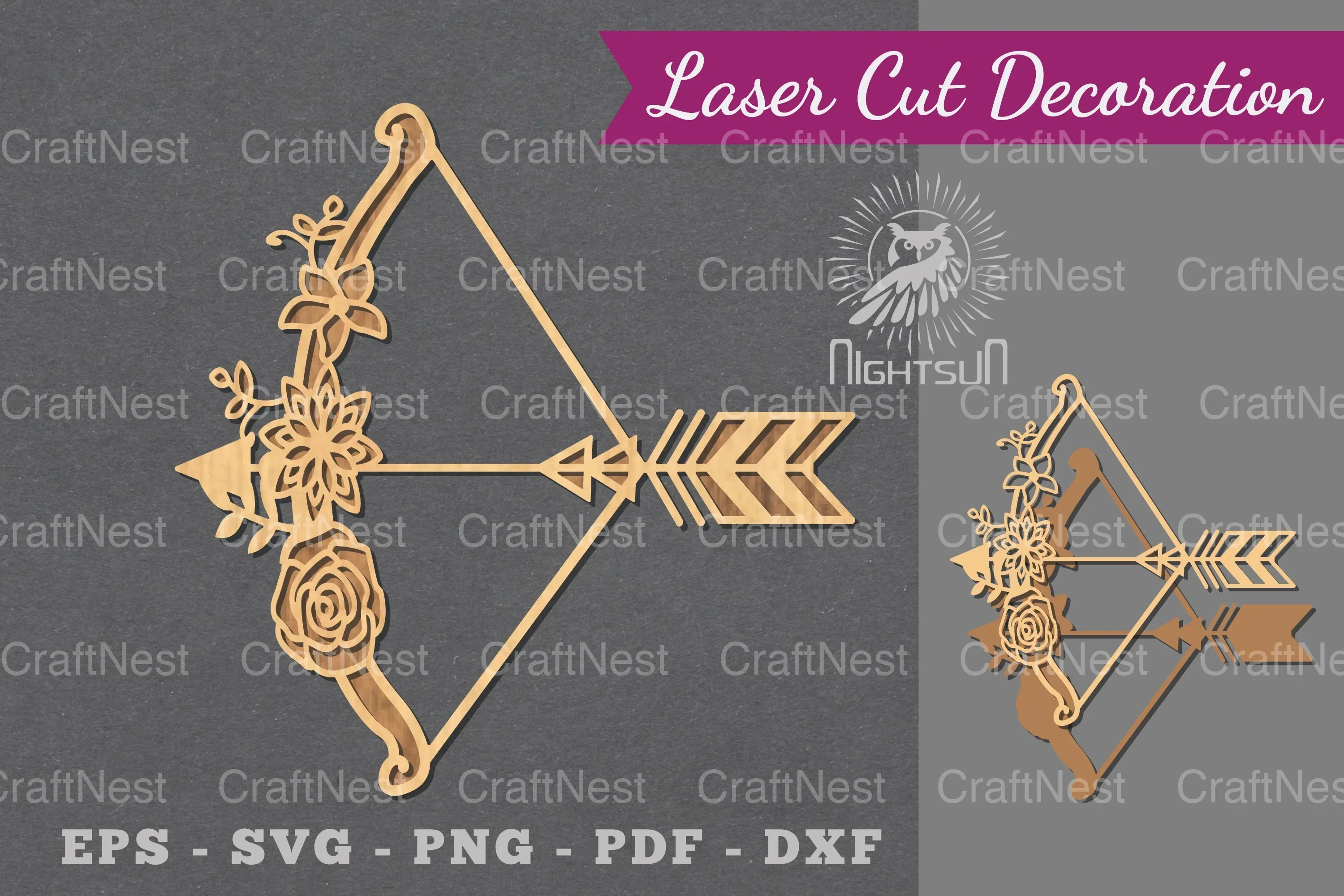 Floral Arrow Laser Cut Decoration Clipart Bundle