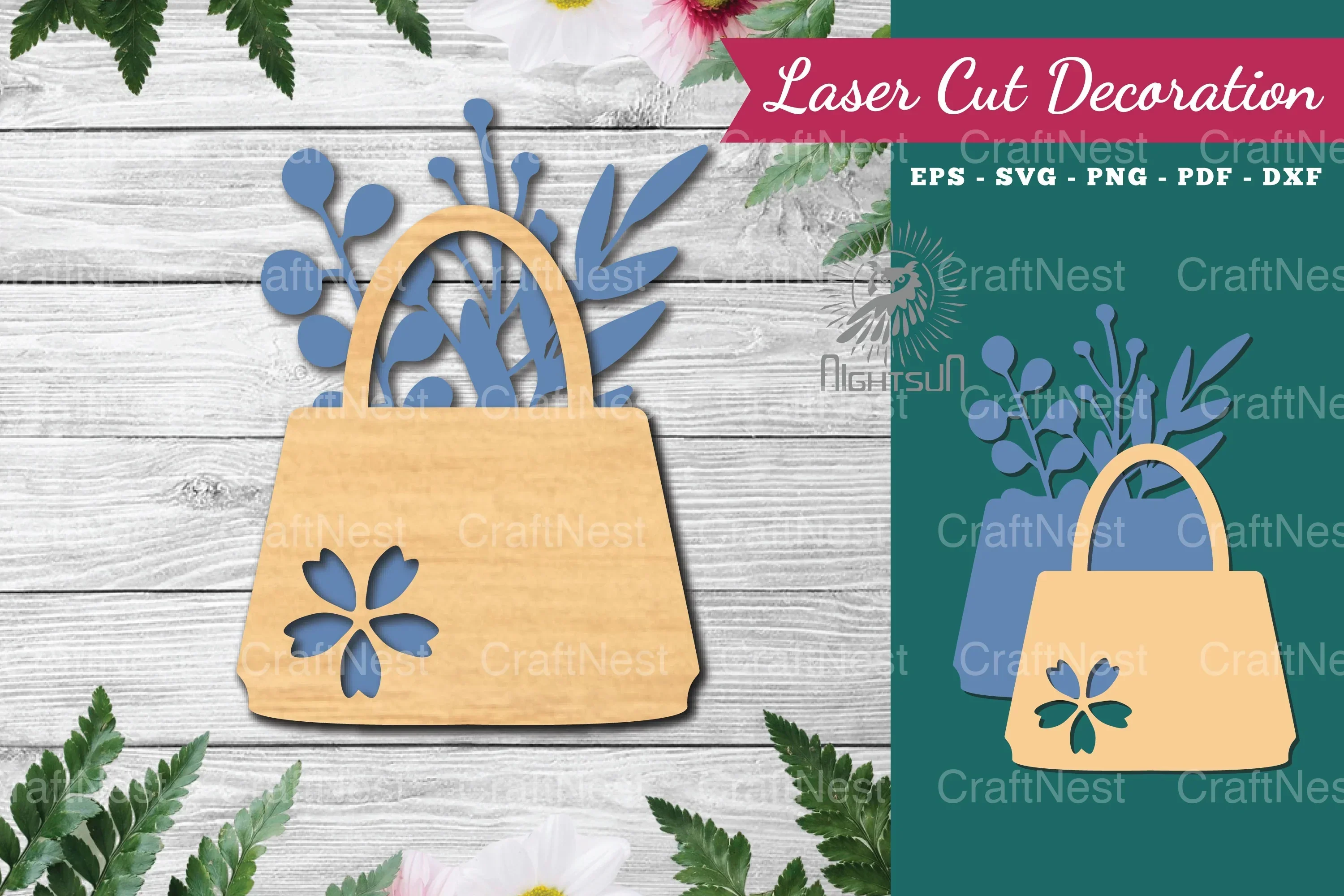 Floral Bag Laser Cut Decoration Clipart Bundle