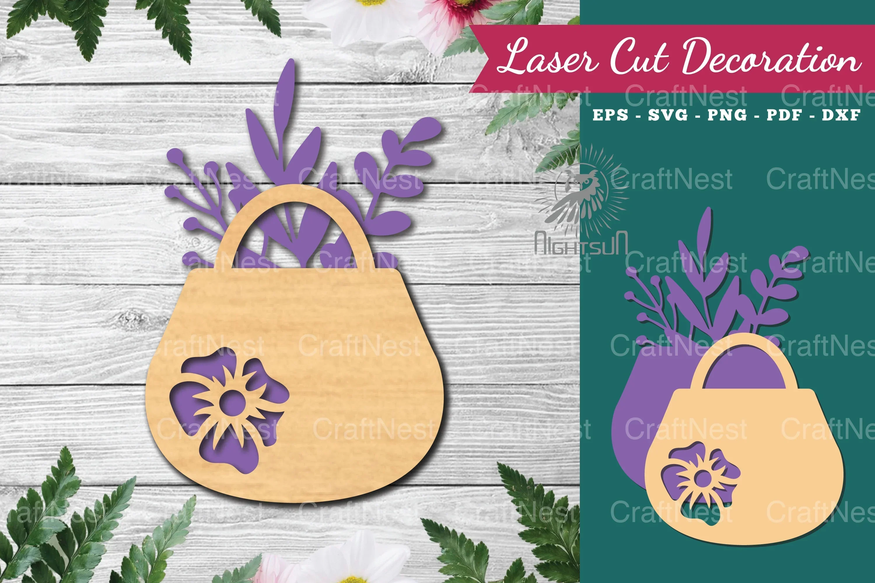 Floral Bag Laser Cut Decoration Clipart Bundle