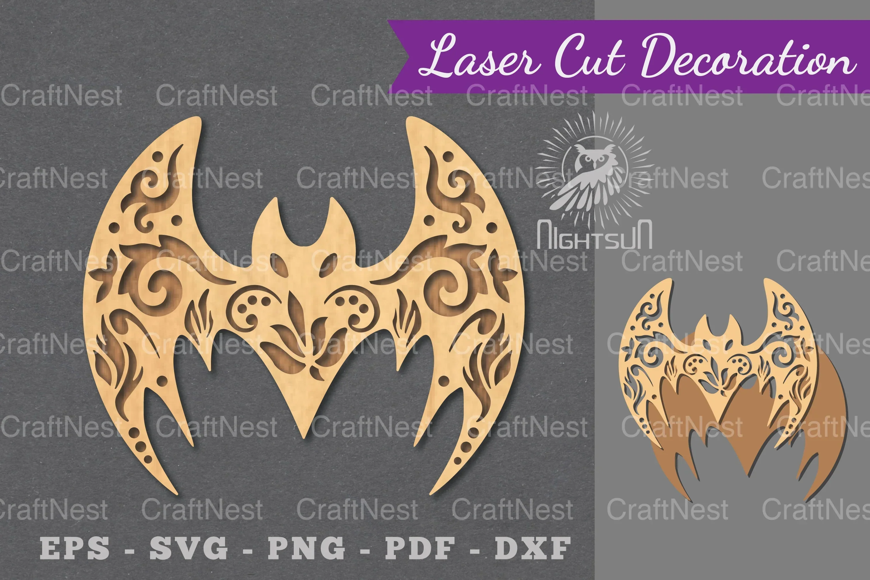Floral Bat Laser Cut Decoration Clipart Bundle
