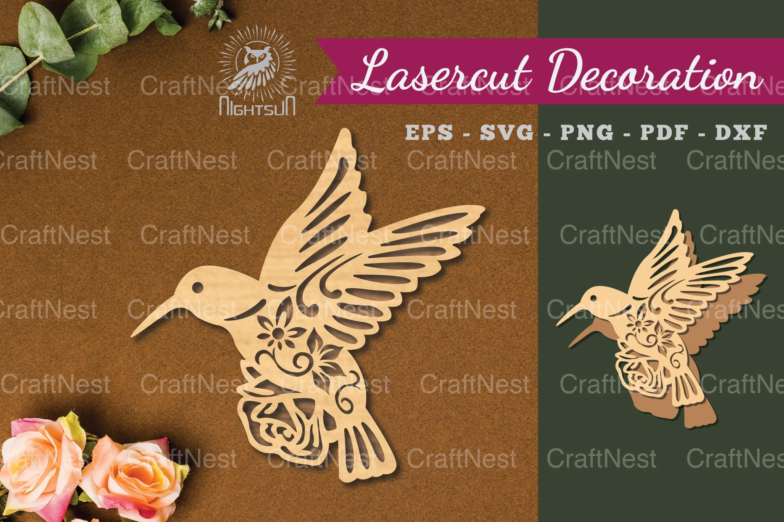 Floral Bird Laser Cut Decoration Clipart Bundle