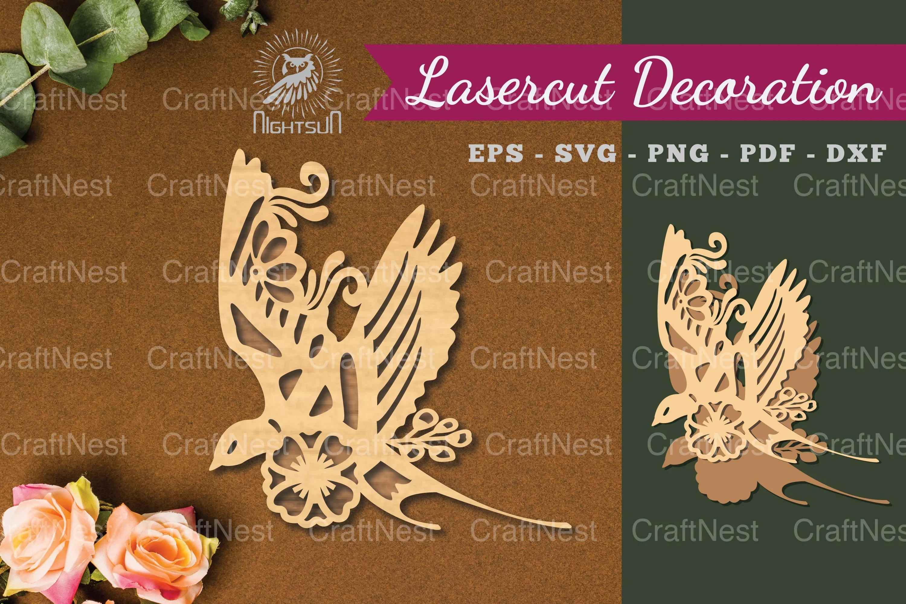 Floral Bird Laser Cut Decoration Clipart Bundle
