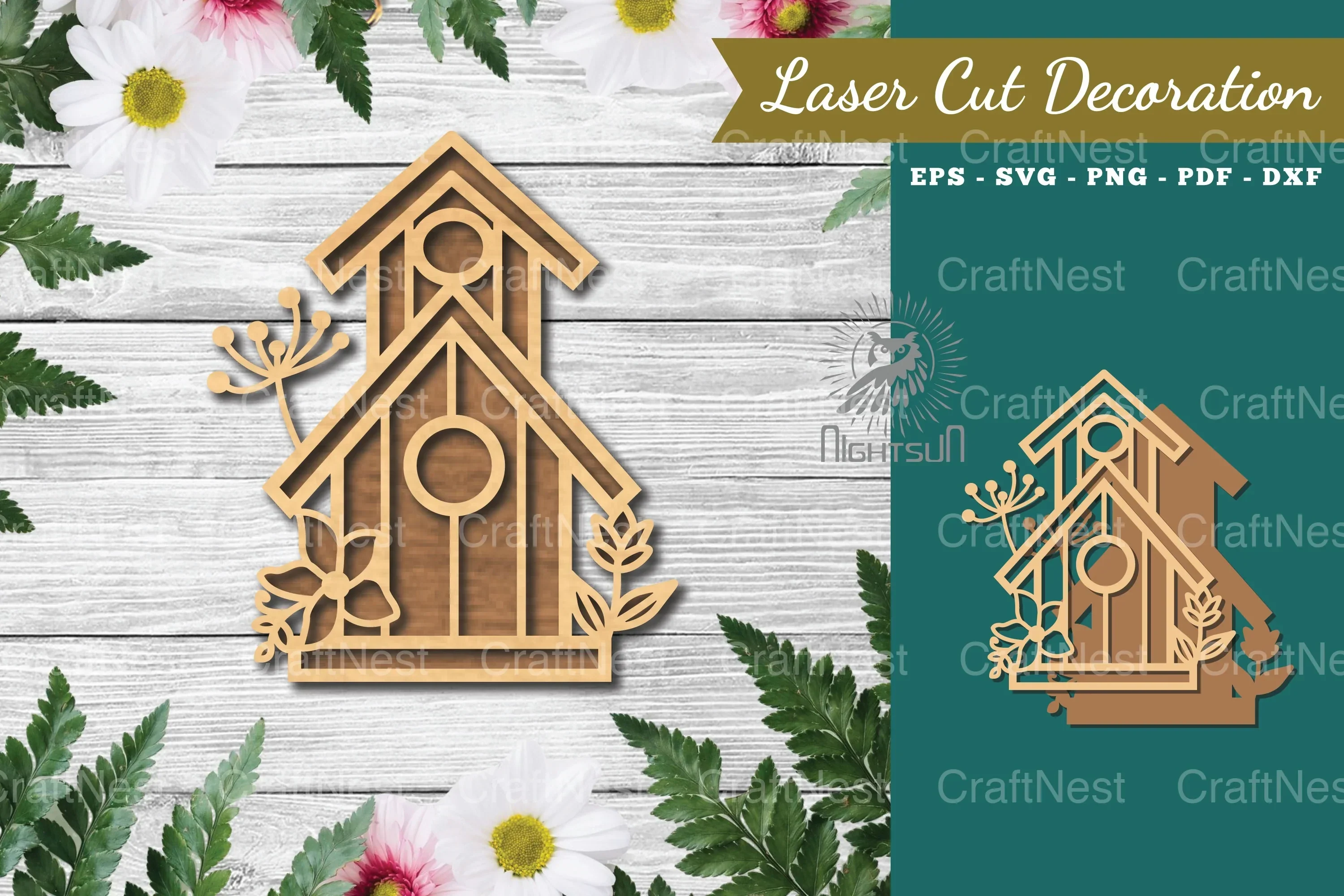 Floral Birdhouse Laser Cut Decoration Bundle