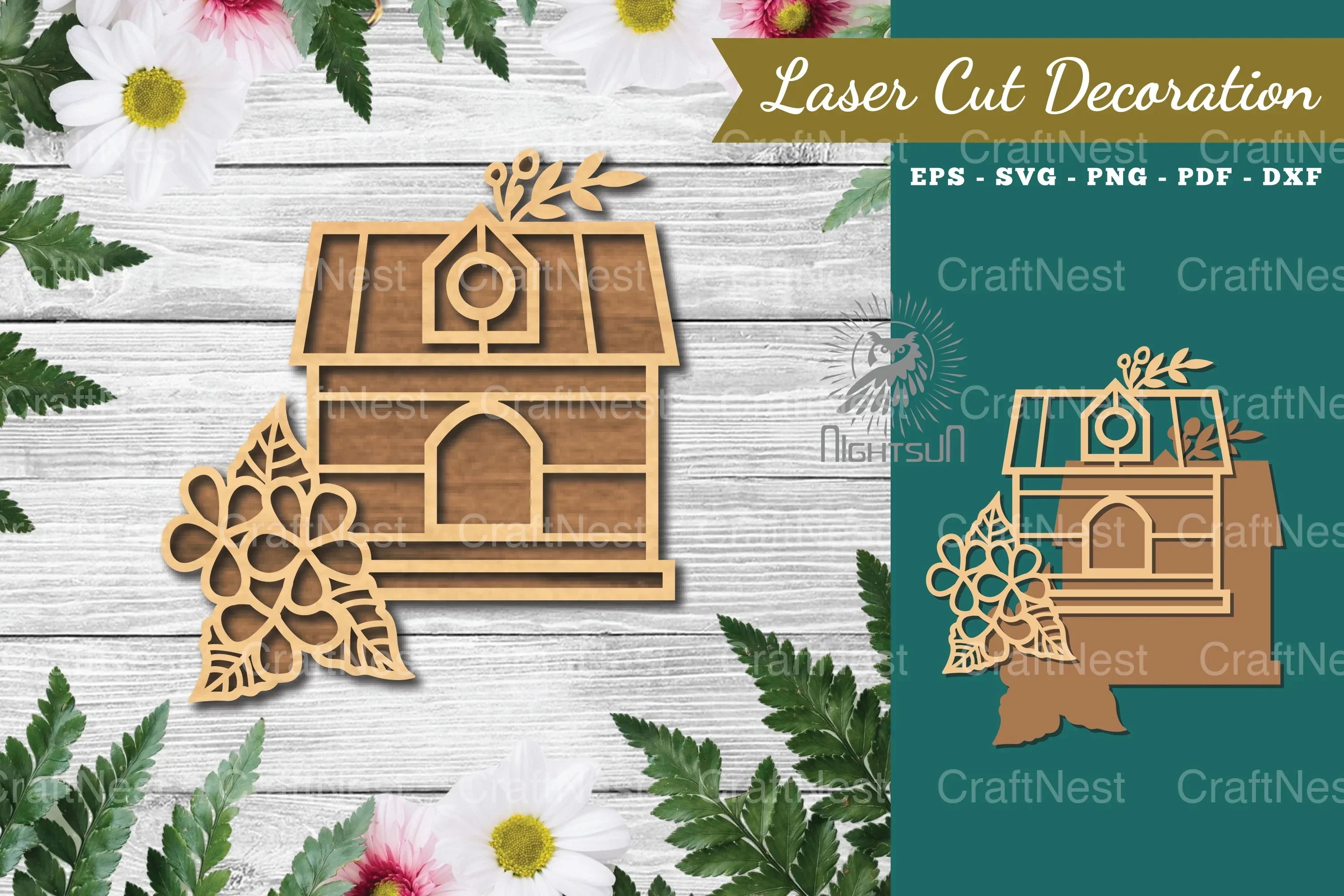 Floral Birdhouse Laser Cut Decoration Clipart Bundle