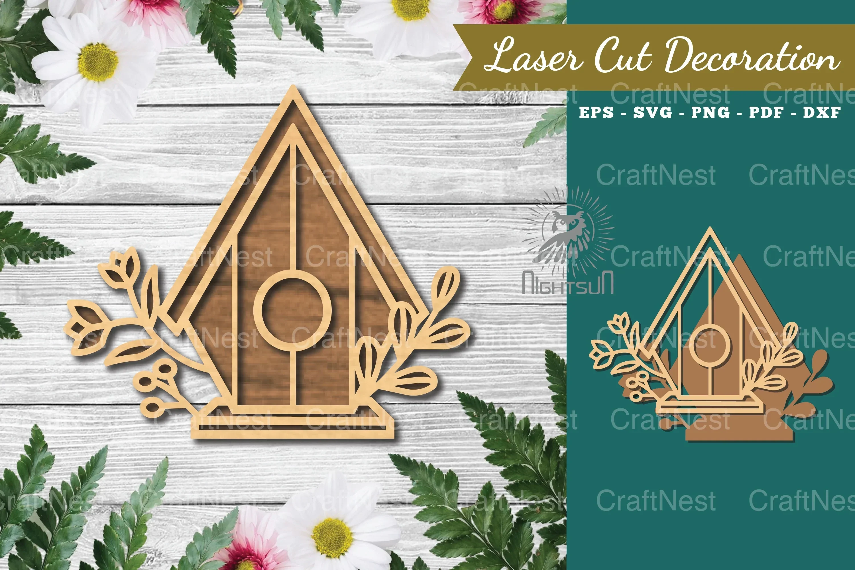 Floral Birdhouse Laser Cut Decoration Clipart Bundle