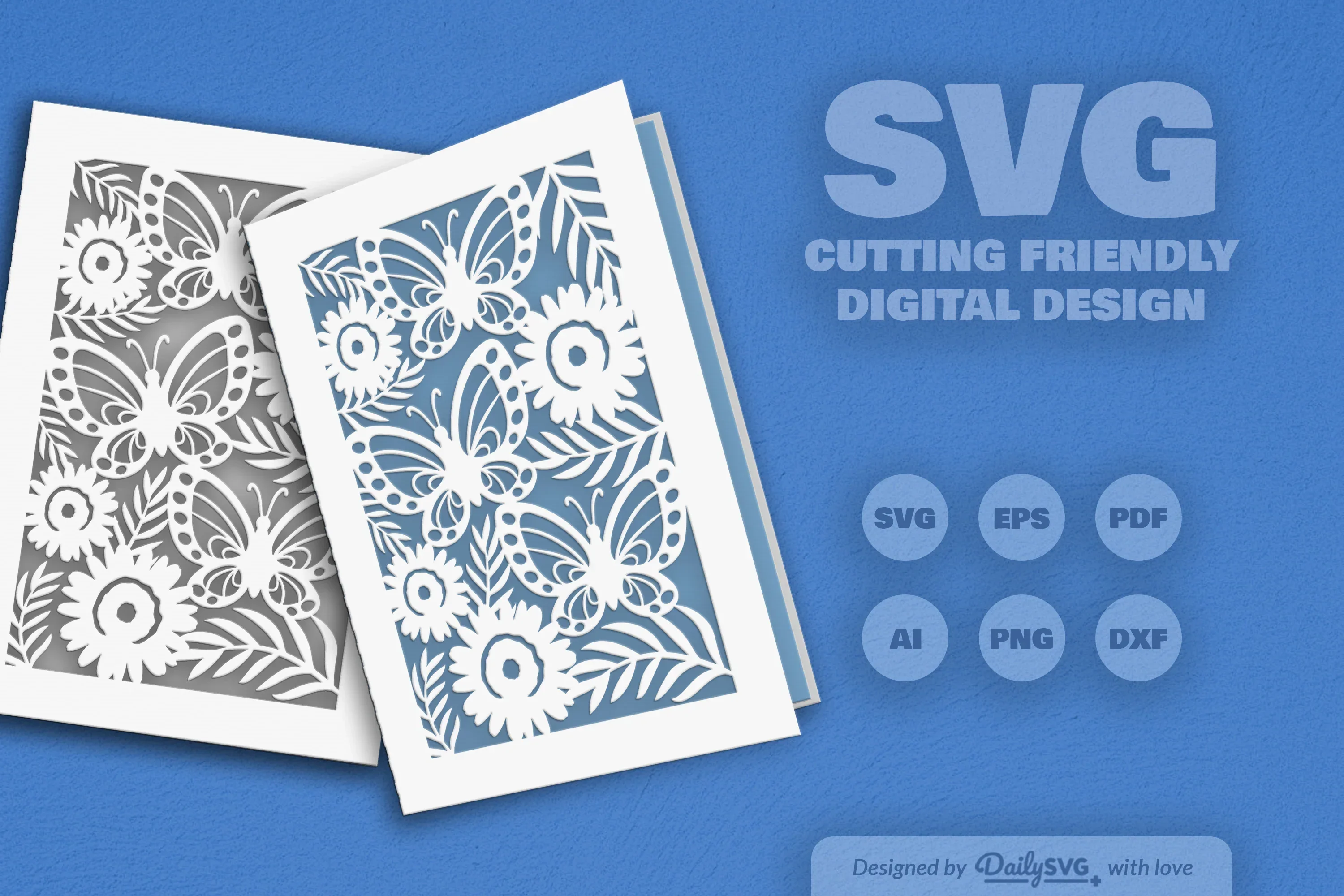 Floral Butterfly Greeting Card Clipart SVG Bundle - Image 6