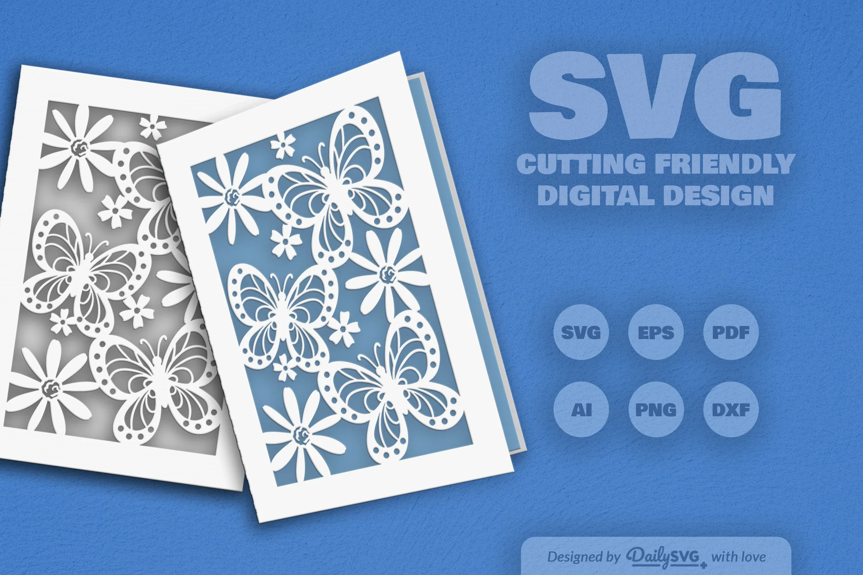 Floral Butterfly Greeting Card Clipart SVG Bundle - Image 7