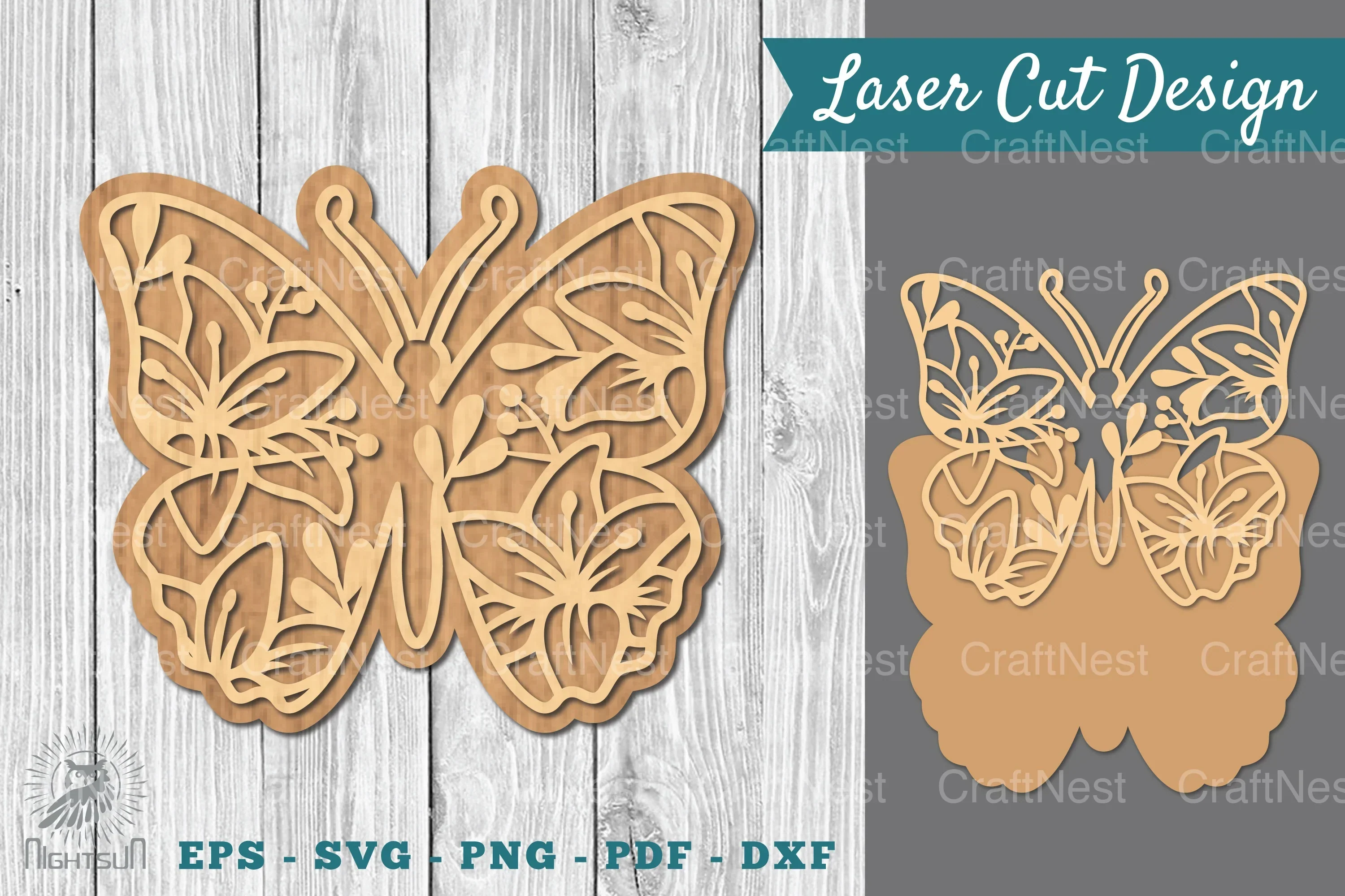 Floral Butterfly Laser Cut Clipart Bundle