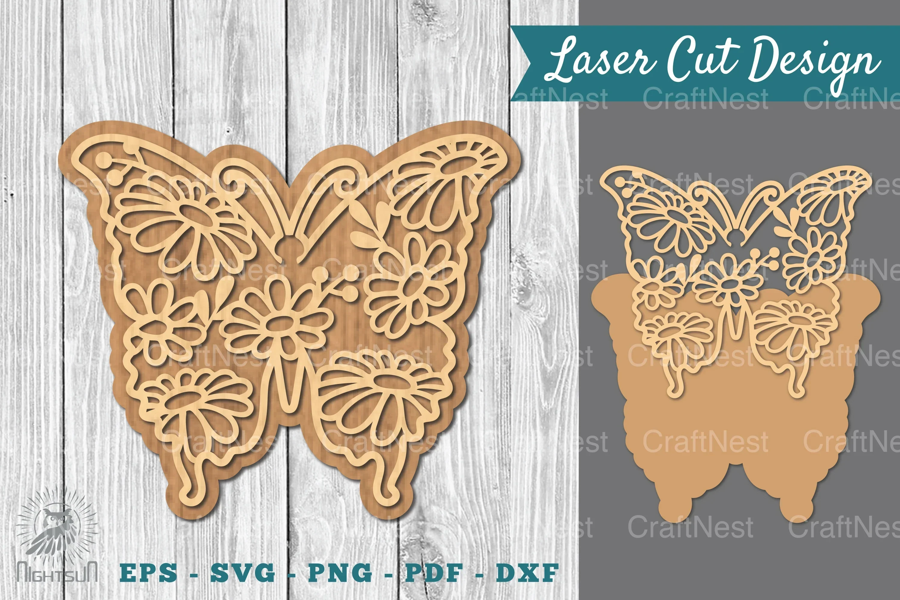 Floral Butterfly Laser Cut Clipart Bundle