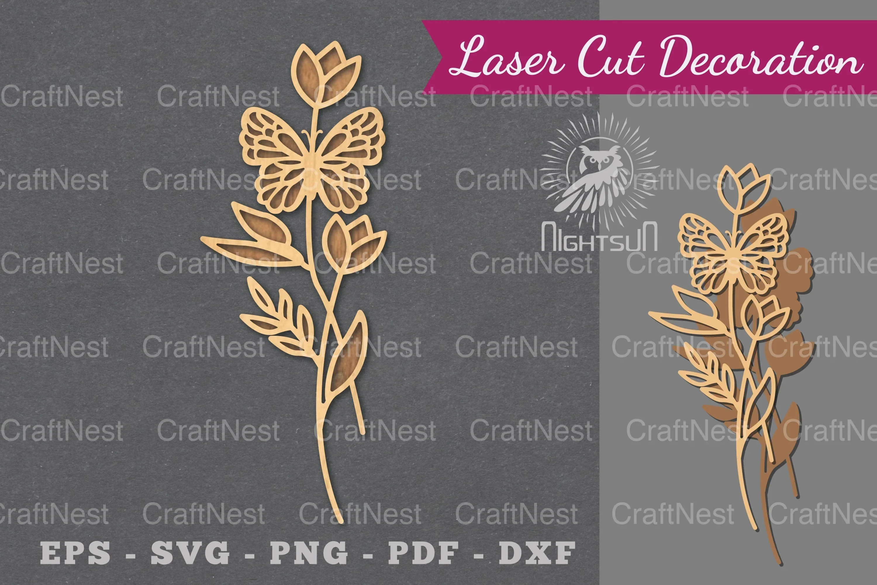 Floral Butterfly Laser Cut Decoration Clipart Bundle
