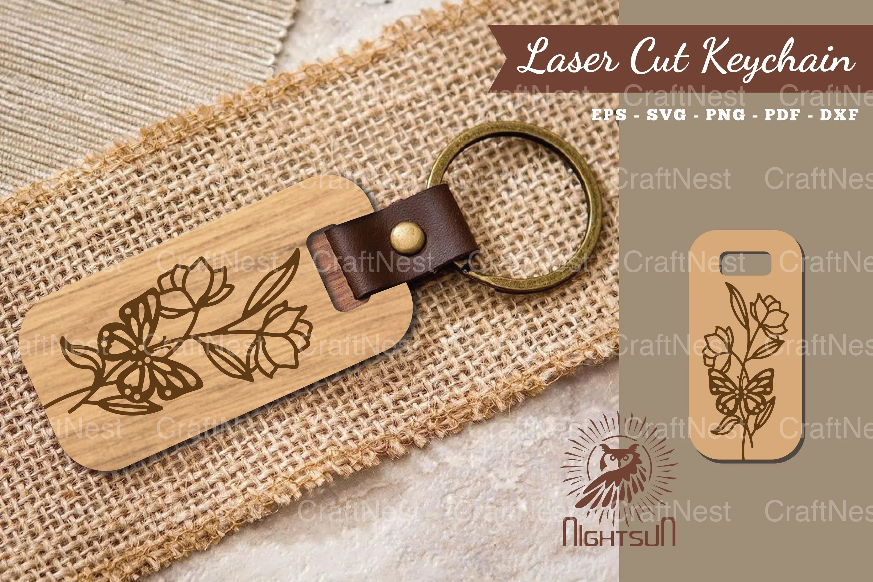 Floral Butterfly Laser Cut Keychain Clipart Bundle