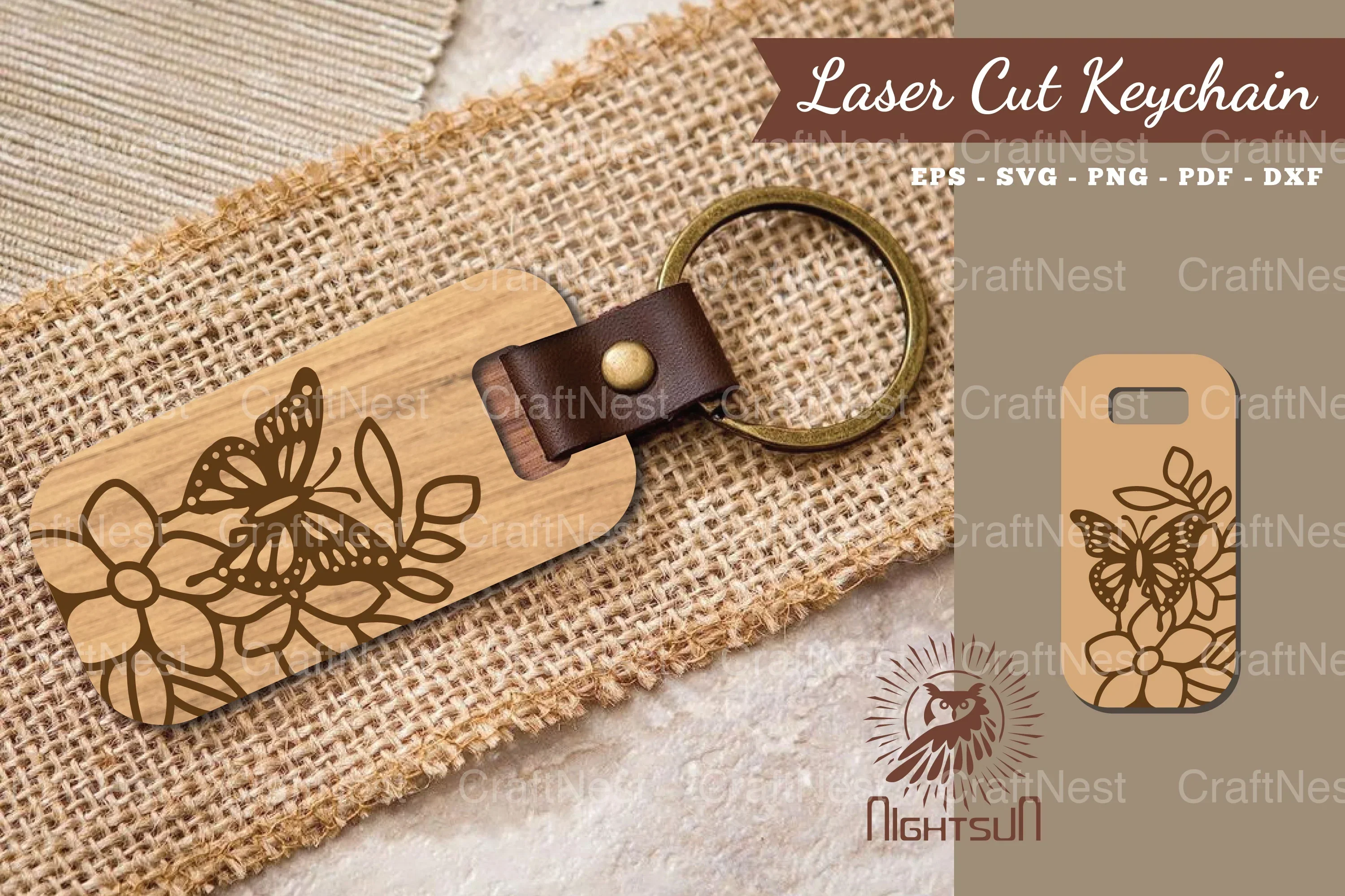 Floral Butterfly Laser Cut Keychain Design Bundle