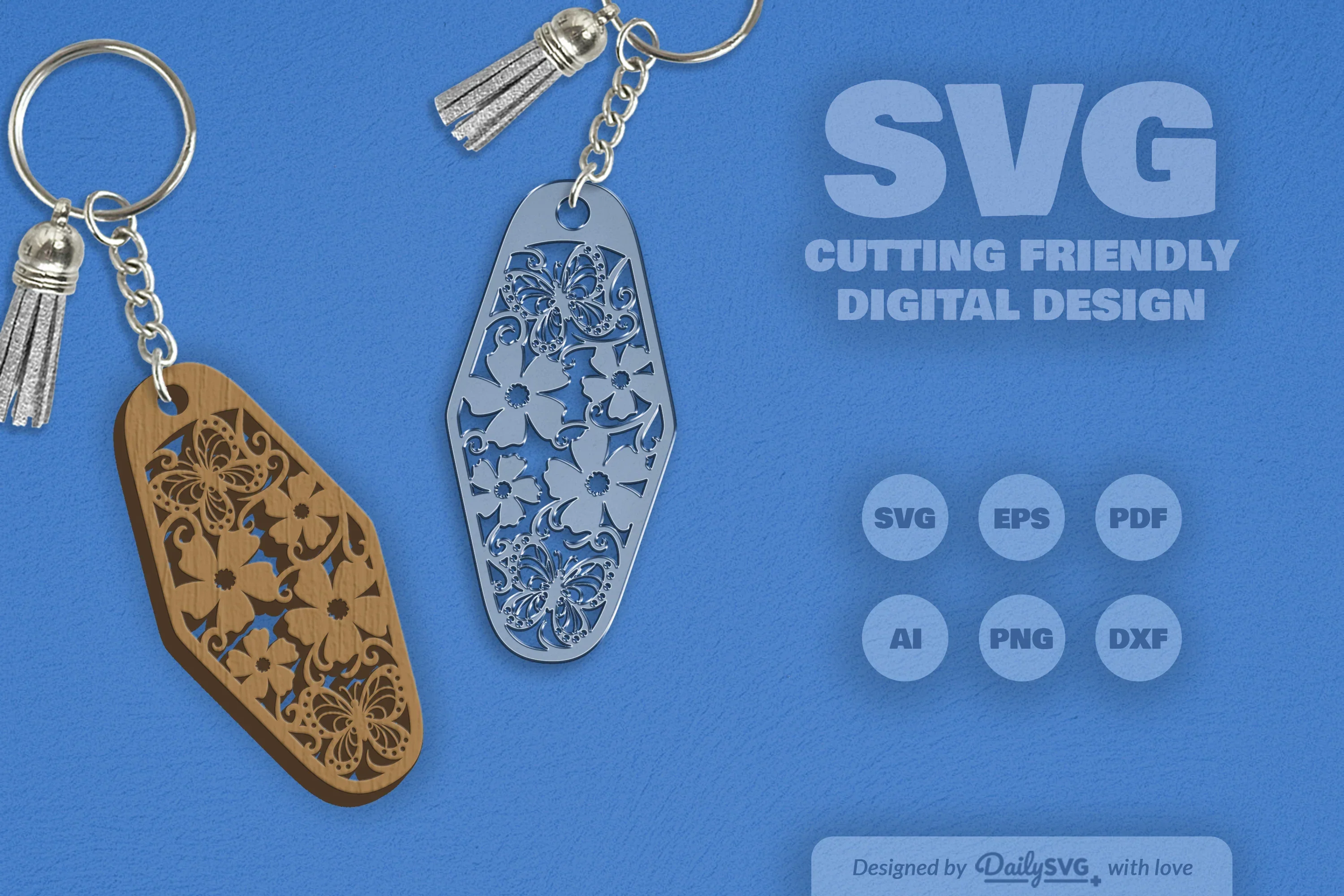 Floral Butterfly Motel Keychain Clipart - Image 10