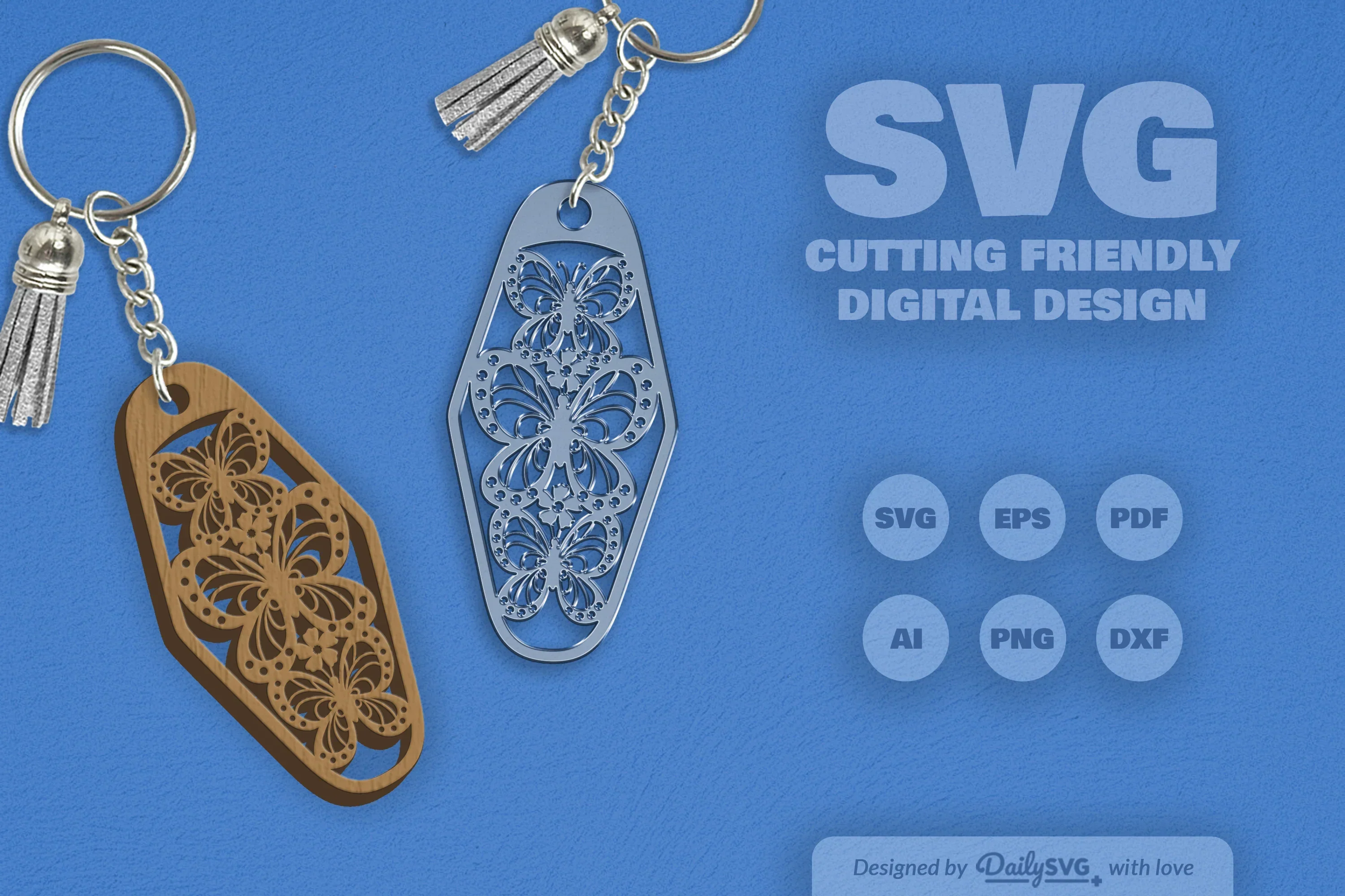 Floral Butterfly Motel Keychain Clipart - Image 6