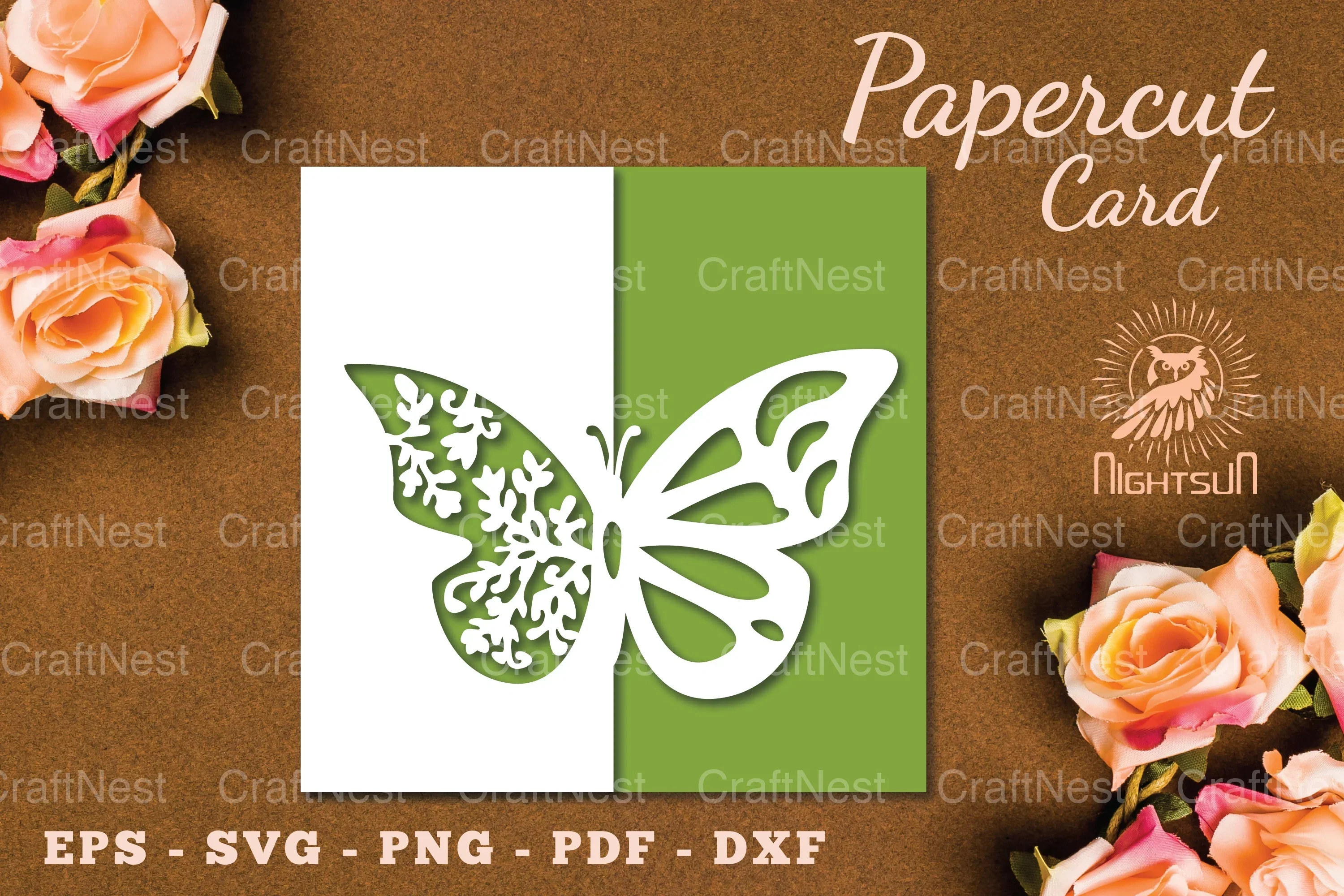 Floral Butterfly Papercut Card Clipart Bundle