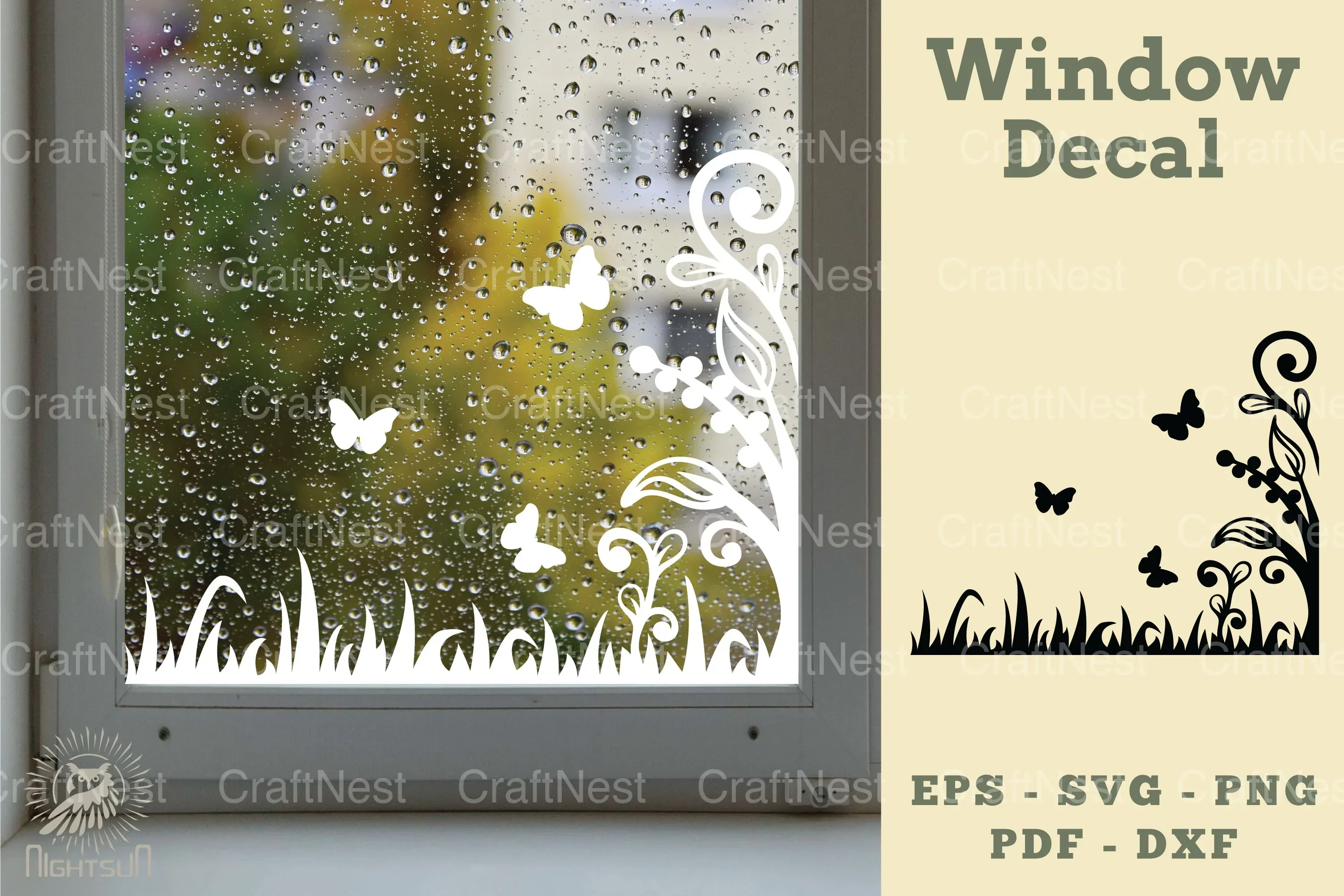 Floral Butterfly Window Decal Clipart Bundle