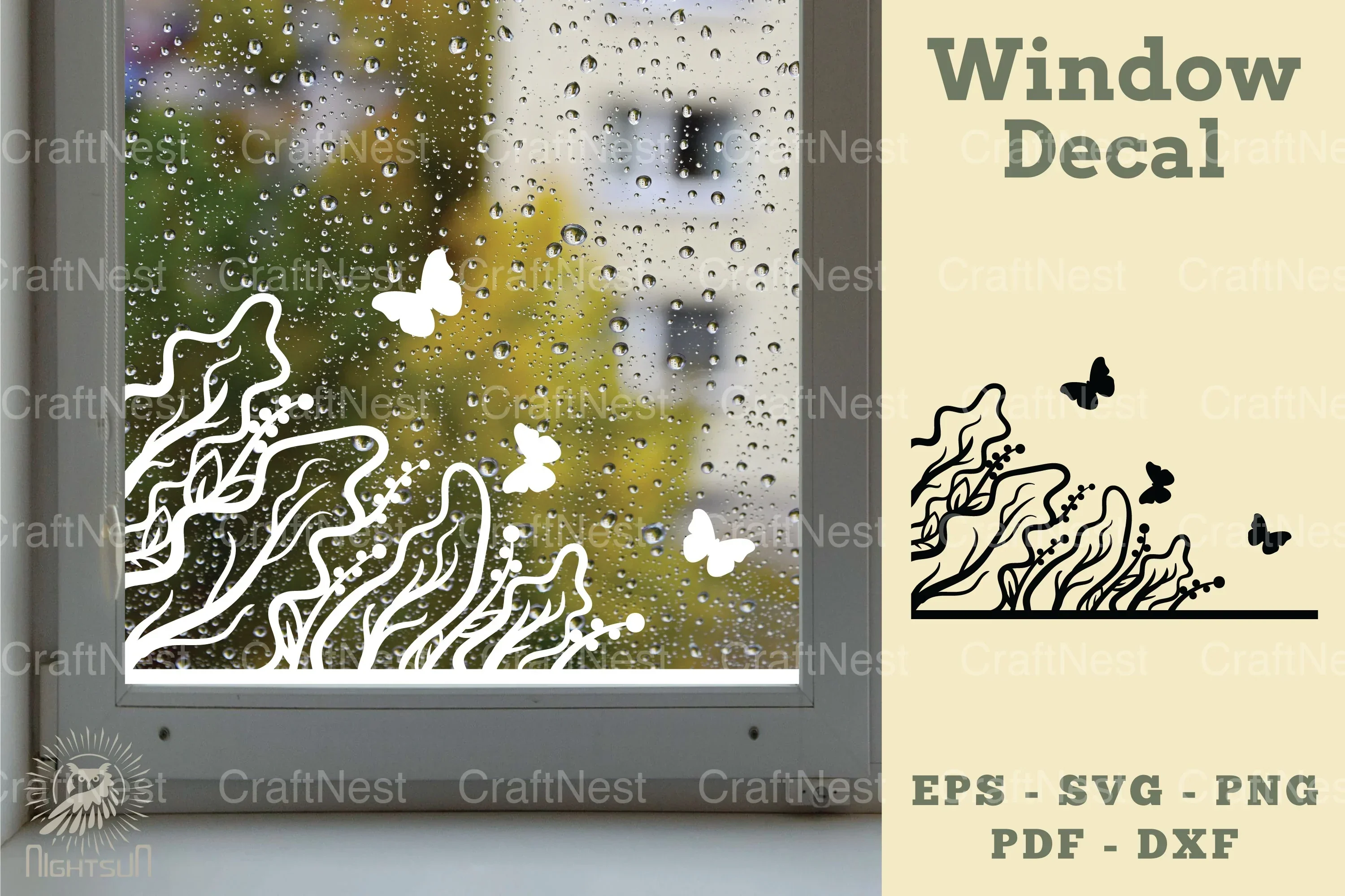 Floral Butterfly Window Decal Clipart Bundle