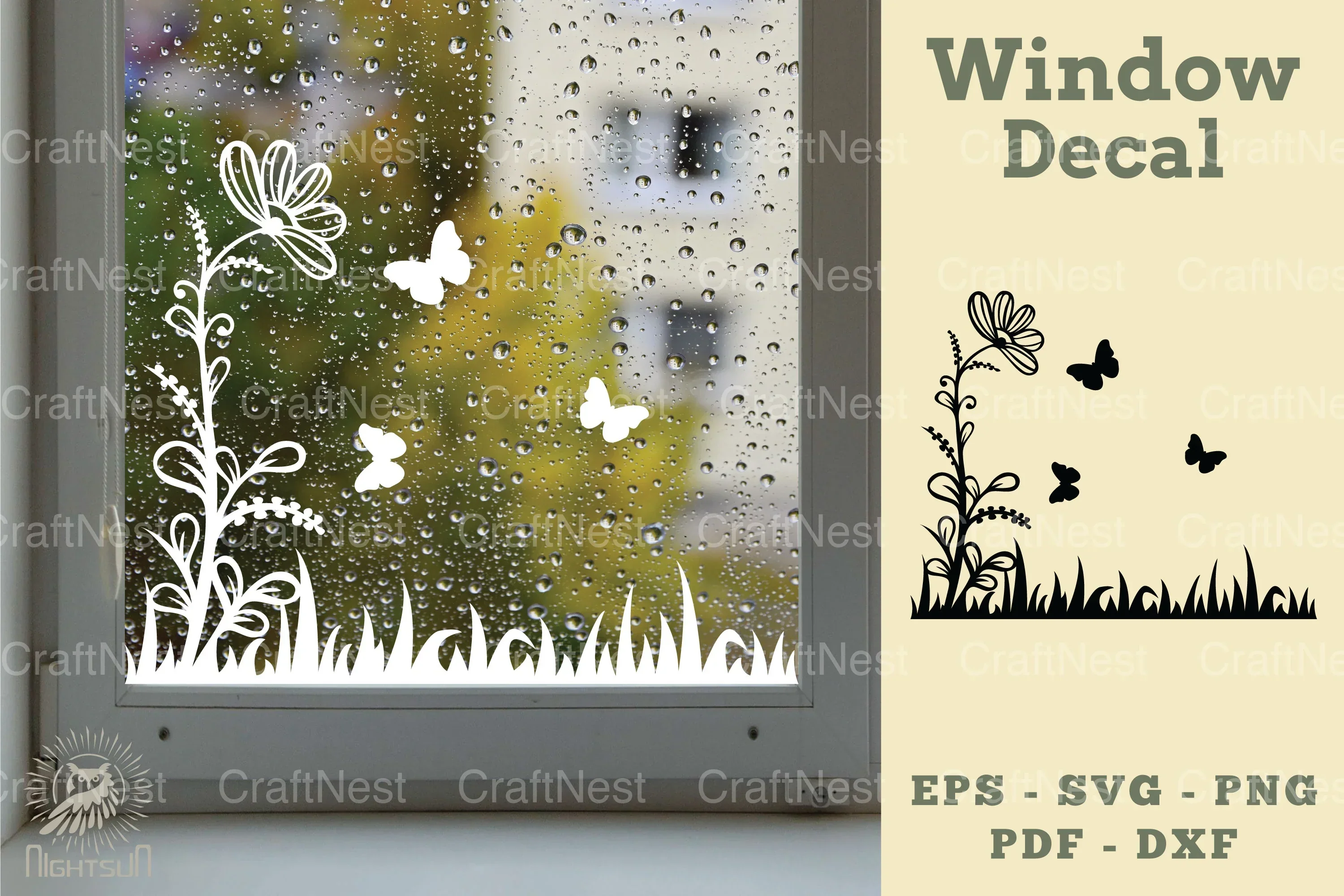 Floral Butterfly Window Decal Clipart Bundle