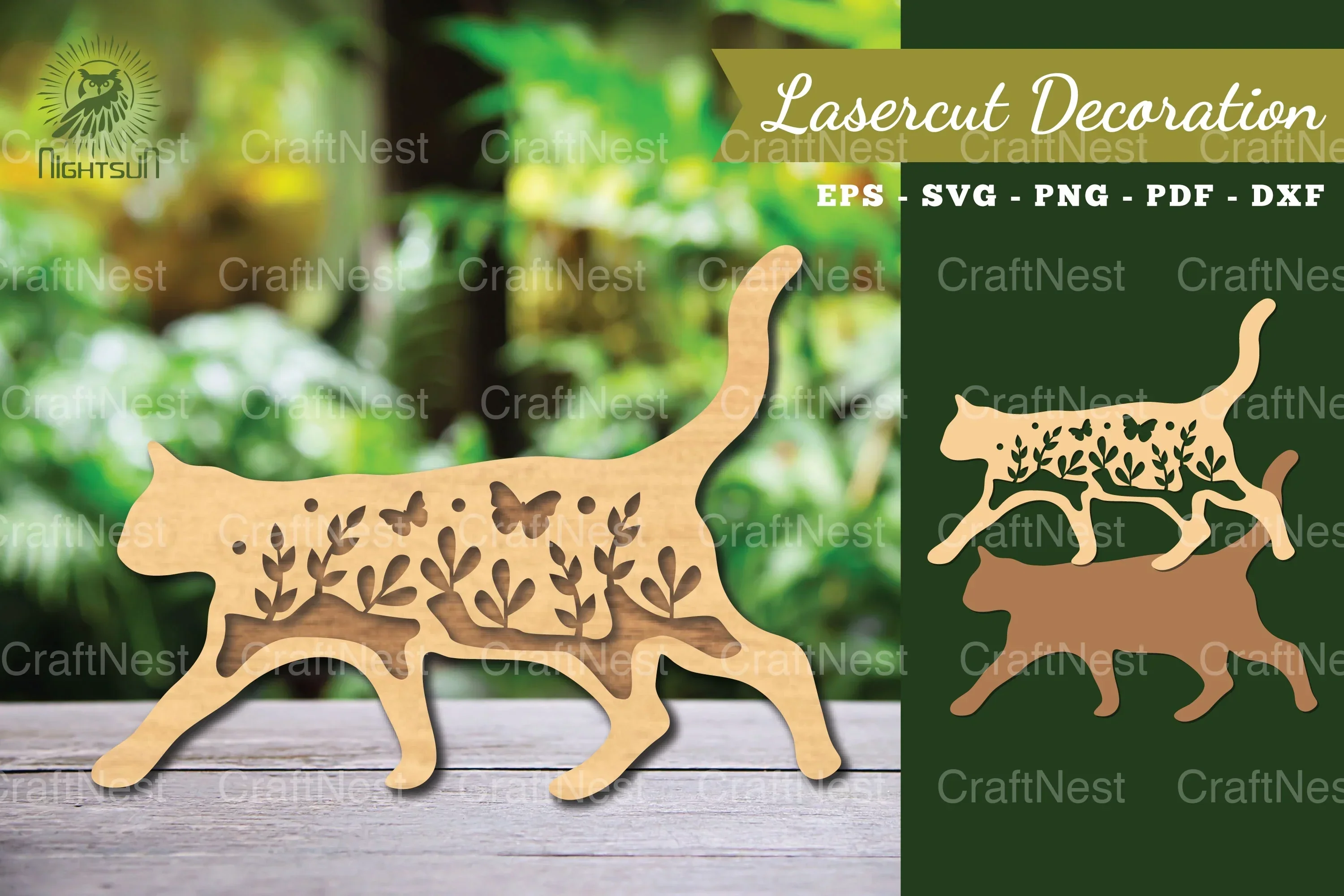 Floral Cat Laser Cut Decoration Clipart Bundle