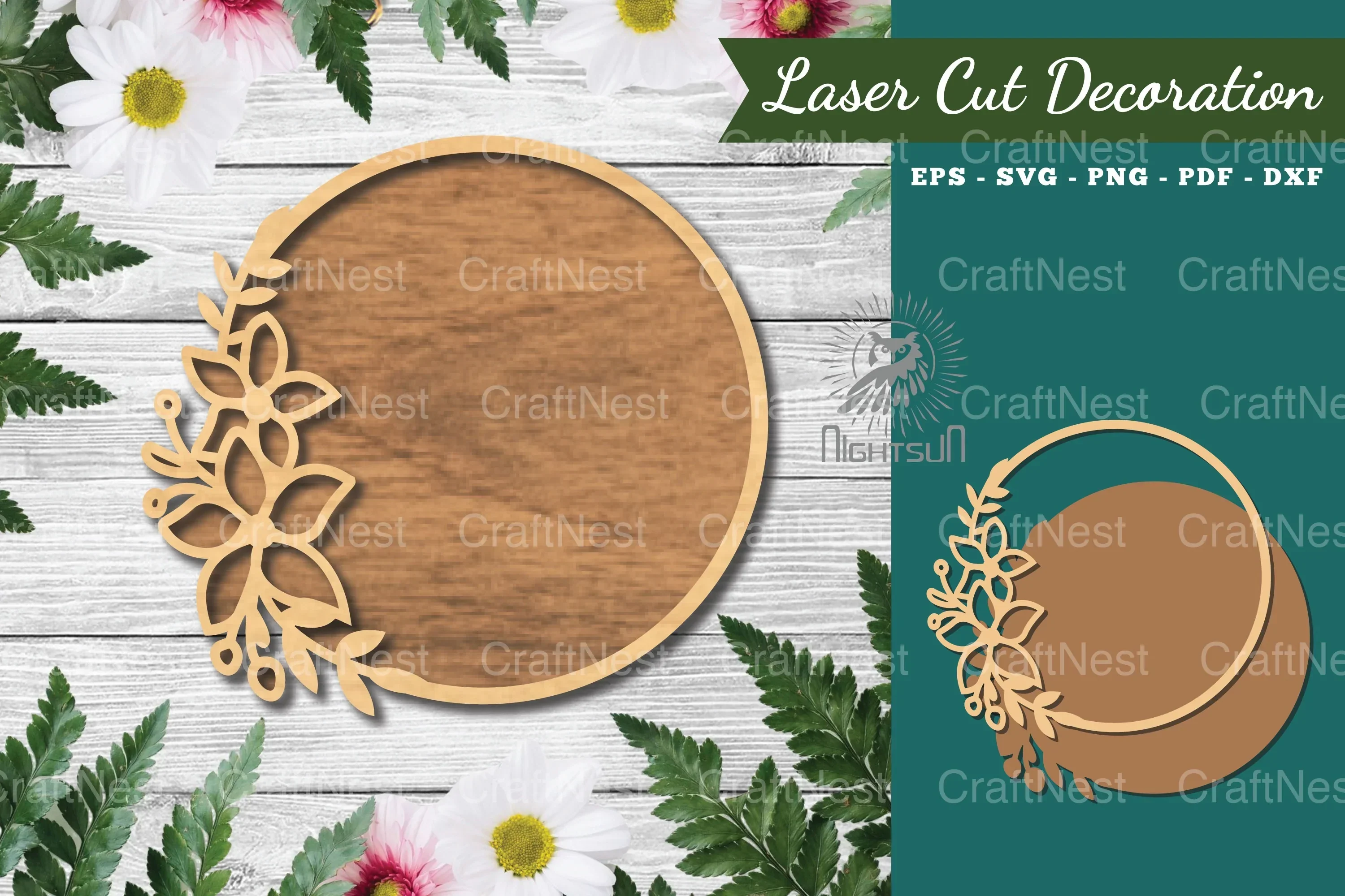 Floral Circle Laser Cut Sign Design Bundle