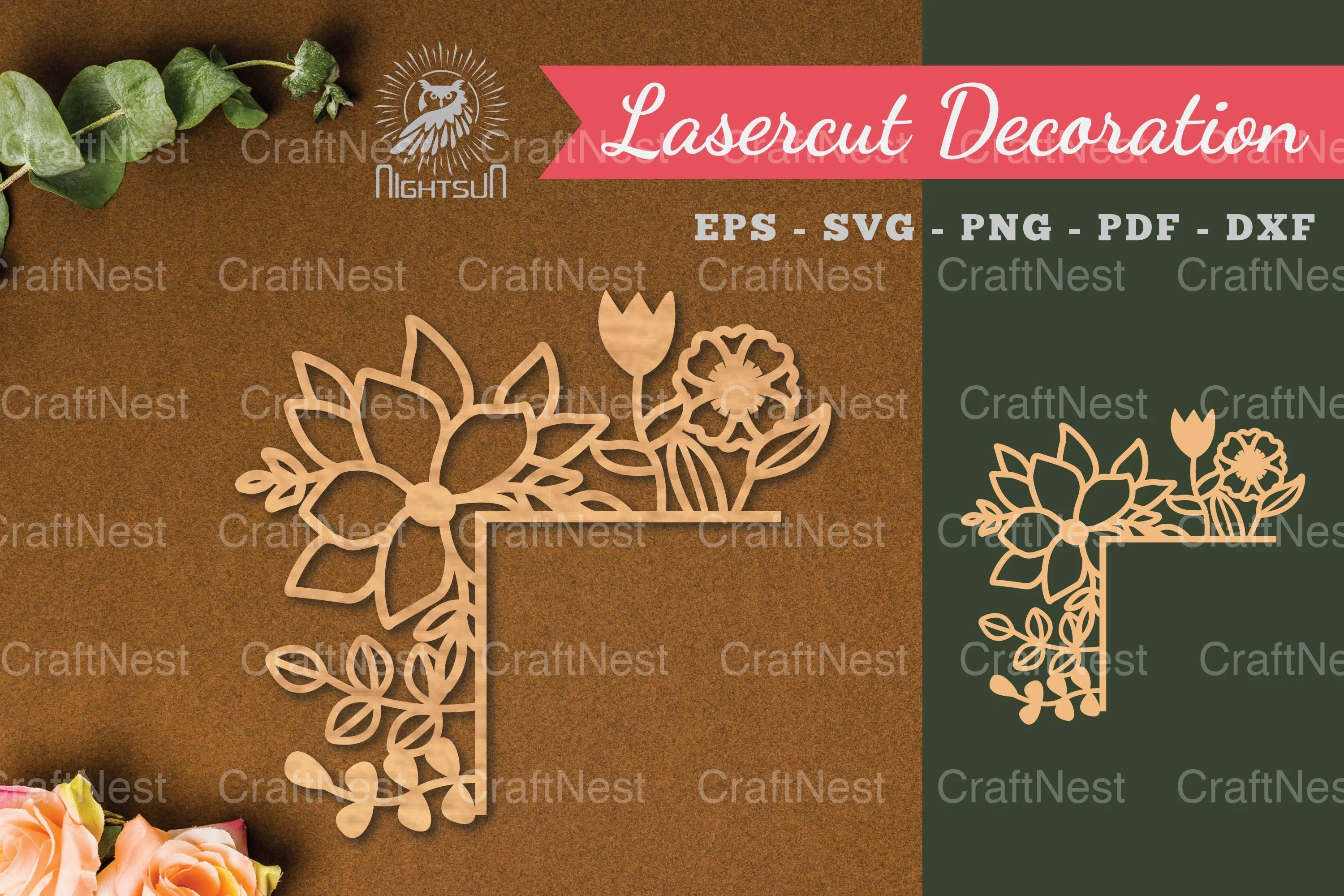Floral Corner Laser Cut Decoration Clipart Bundle
