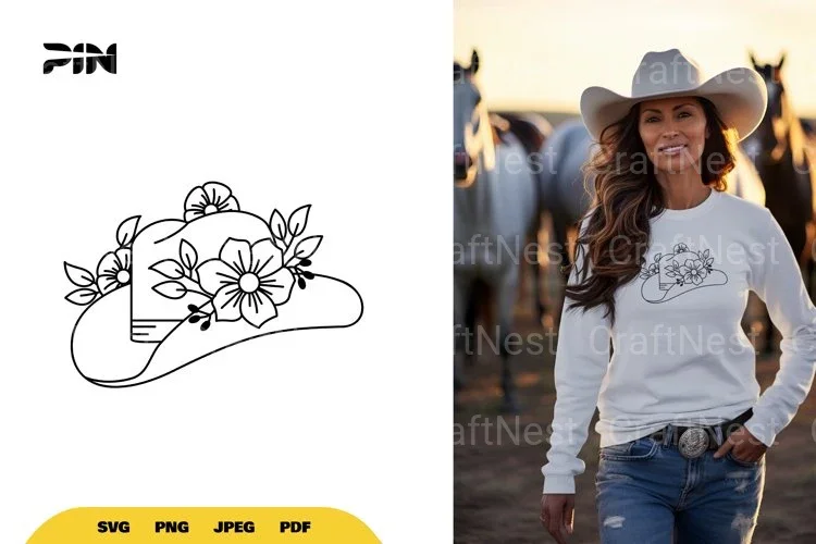Floral Cowboy Hat SVG Bundle