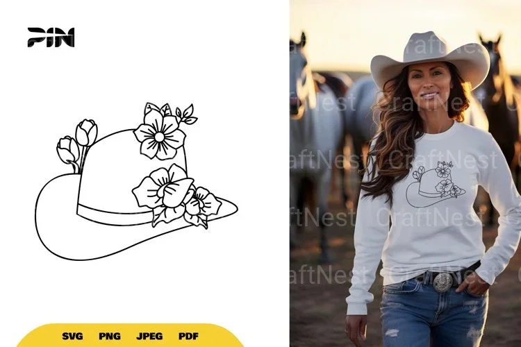 Floral Cowboy Hat SVG Bundle