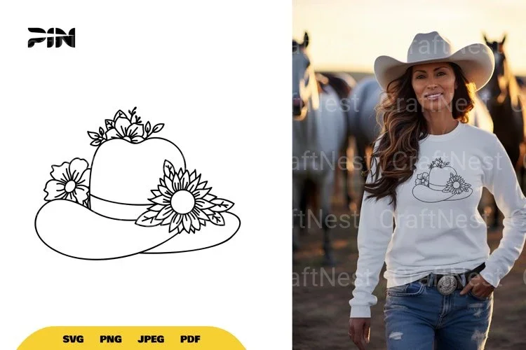 Floral Cowboy Hat SVG Bundle