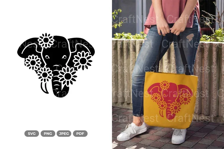 Floral Elephant Beauty Animal Clipart Bundle