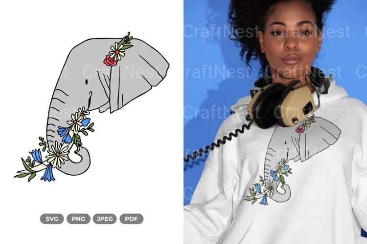 Floral Elephant Beauty Animal Clipart Bundle