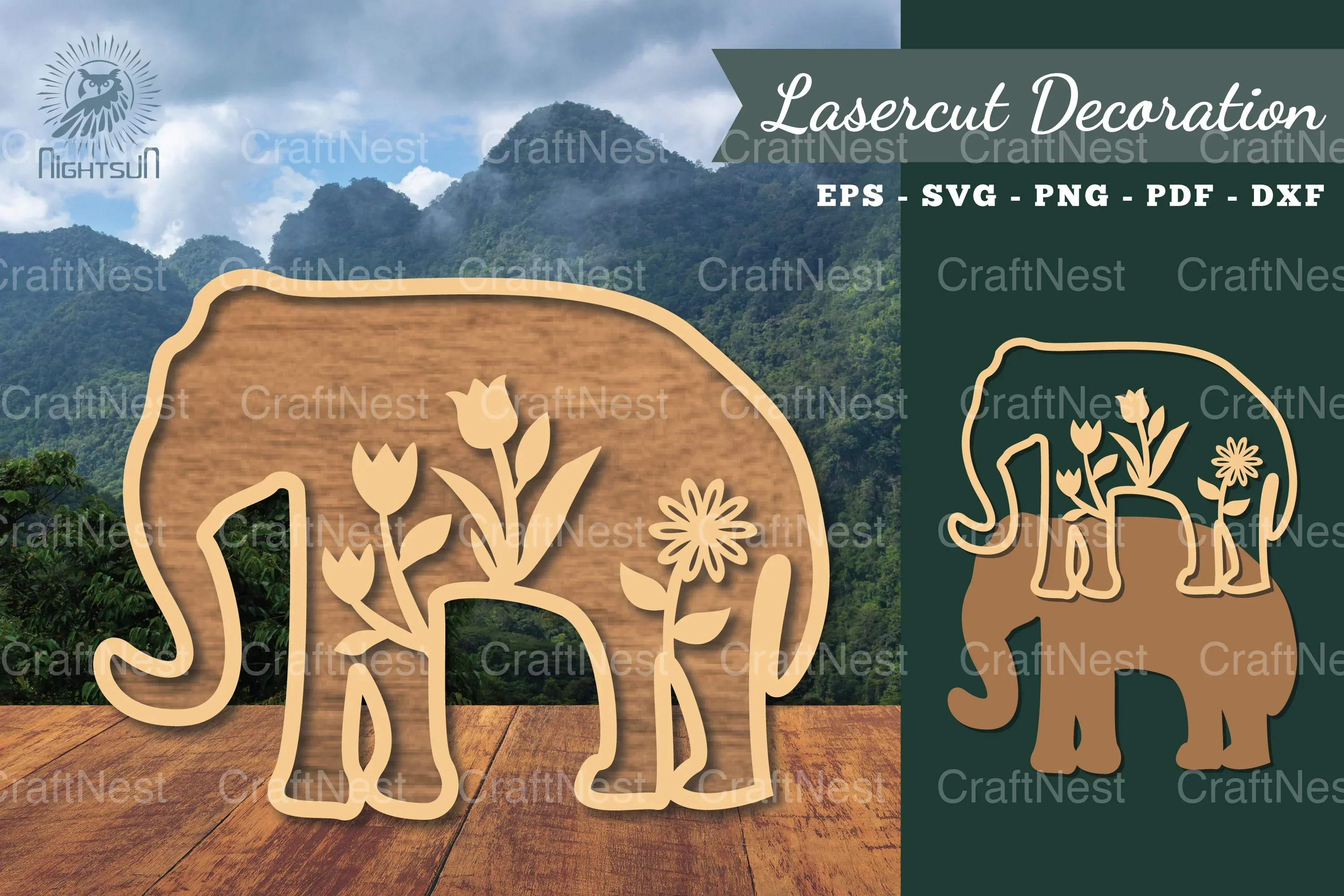 Floral Elephant Laser Cut Decoration Bundle