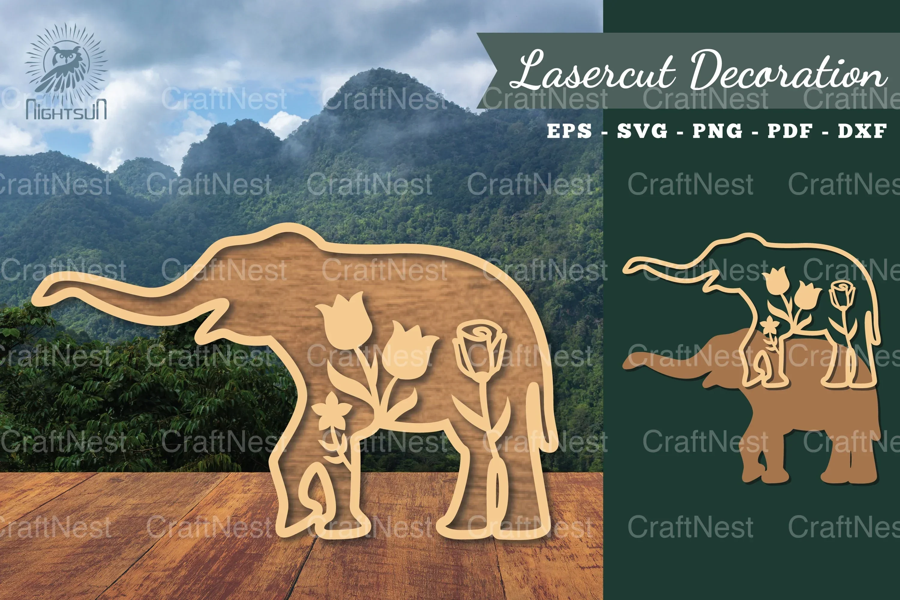 Floral Elephant Laser Cut Decoration Bundle