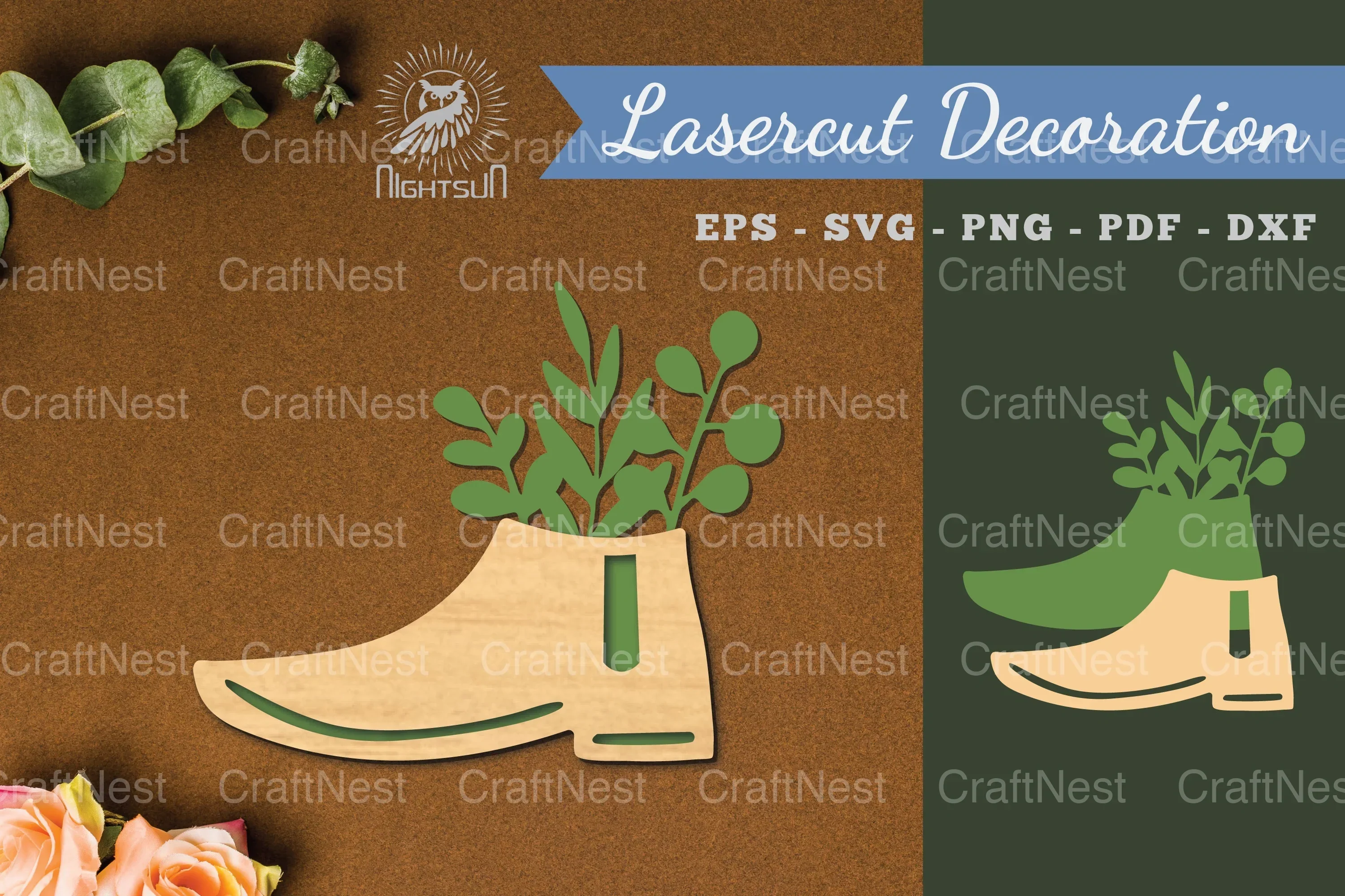 Floral Footwear Laser Cut Decoration Clipart Bundle