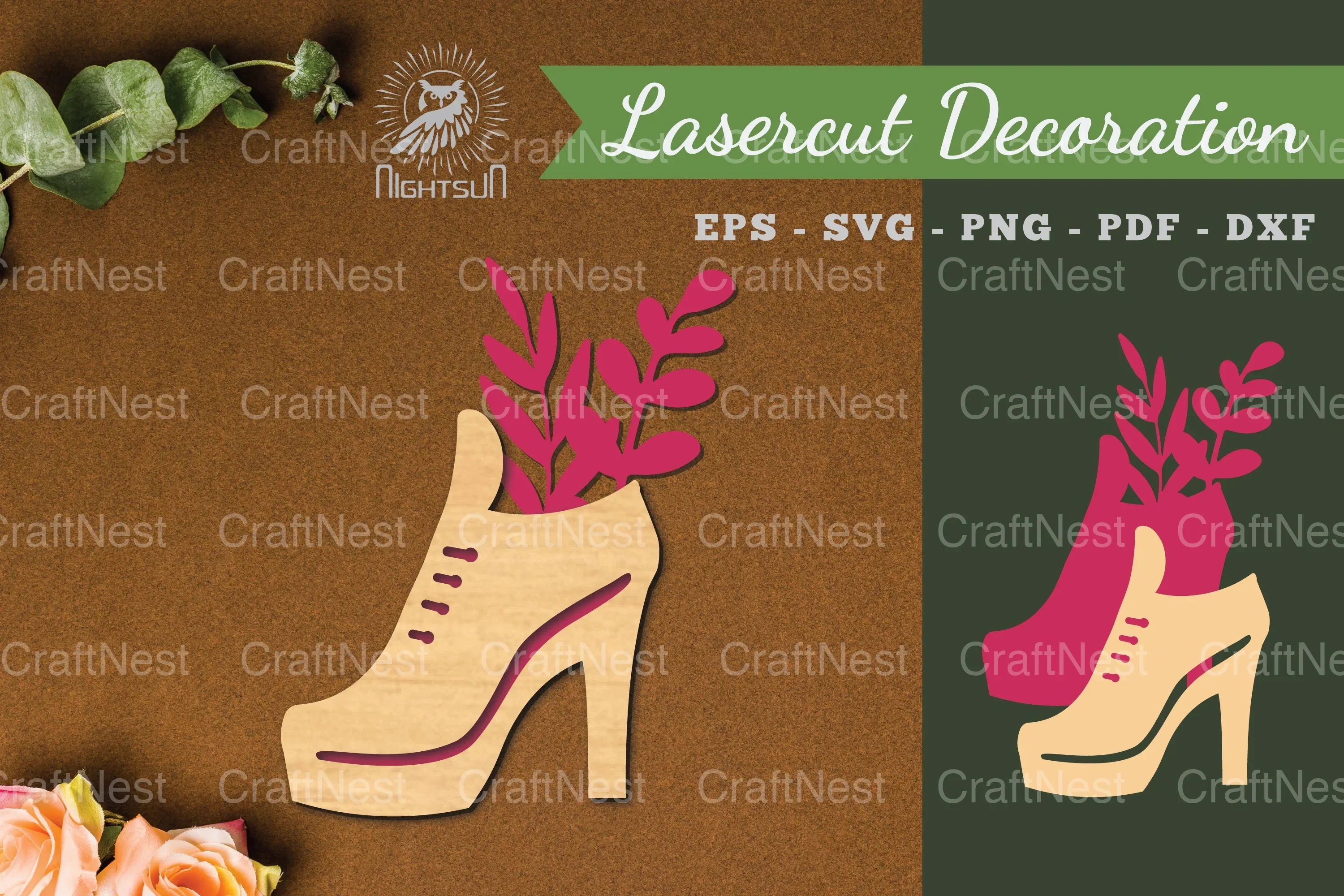 Floral Footwear Laser Cut Decoration Clipart Bundle